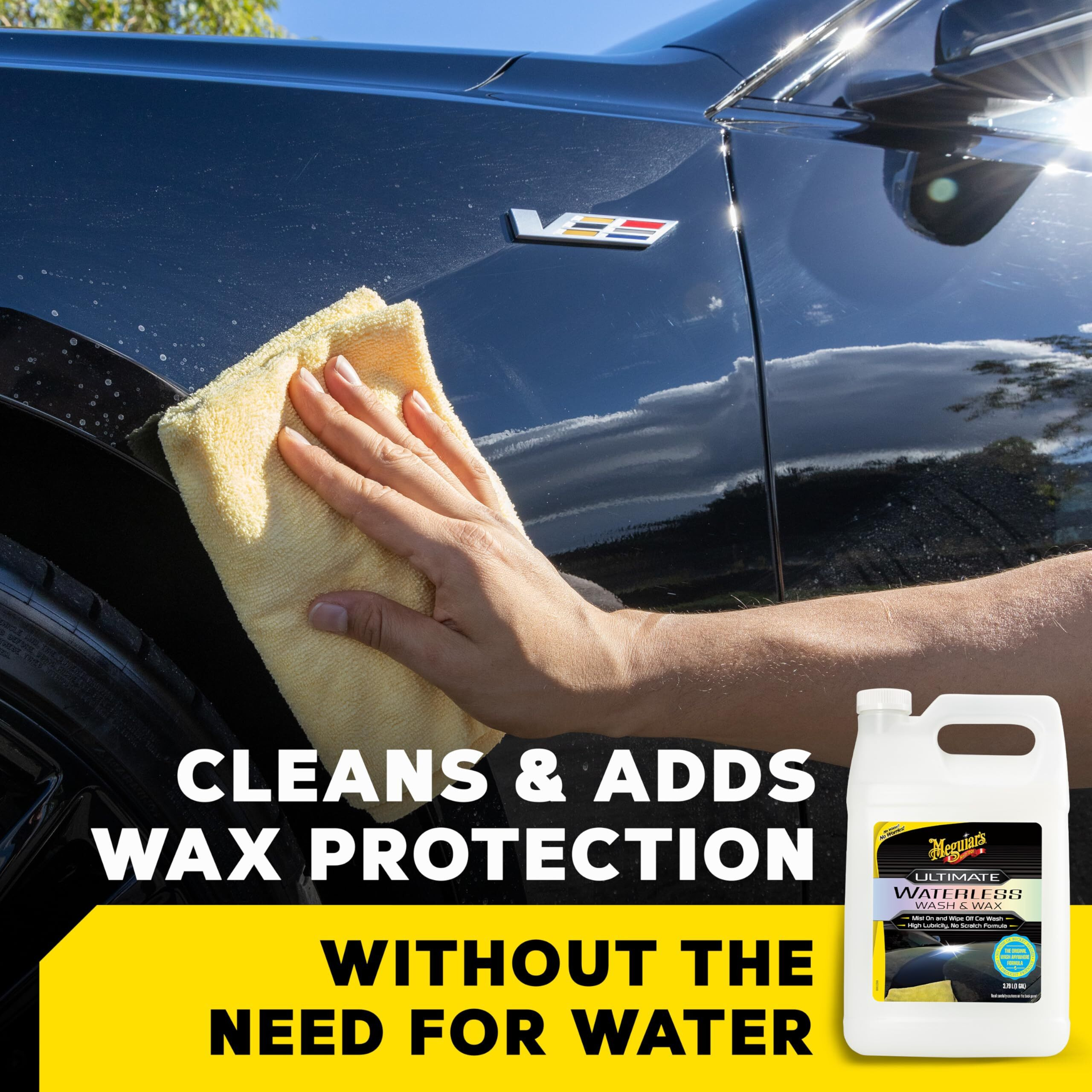 Meguiar's Ultimate Waterless Wash & Wax  Scratch-Free Waterless Car Cleaning Spray That Makes Detailing Quick And Easy  2-In-1 Cleaner And Protection To Help Your Ride Shine  1 Gallon (128 Oz)