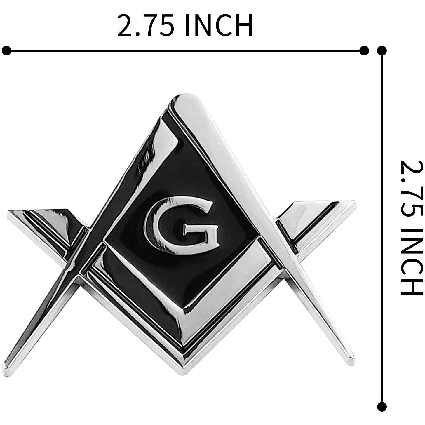 Creatrill 2 Pack 2.75"" Chrome Plated Masonic Car Emblem Mason Square And Compasses Auto Truck Motorcycle Decal Gift Accessories