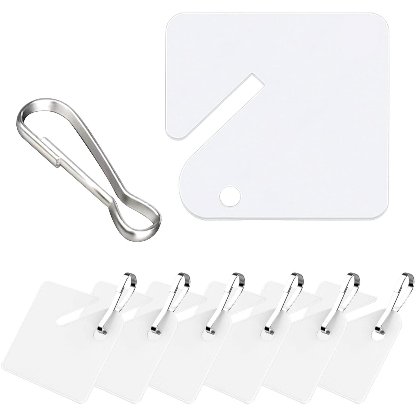 Kakamina 100 Pcs Key Tags White Plastic Hanging Tags With Metal Snap Hooks  Tags For Slotted Key Cabinets Boxes Lockers Sturdy Frosted Item Identifiers For Home Office And Garage