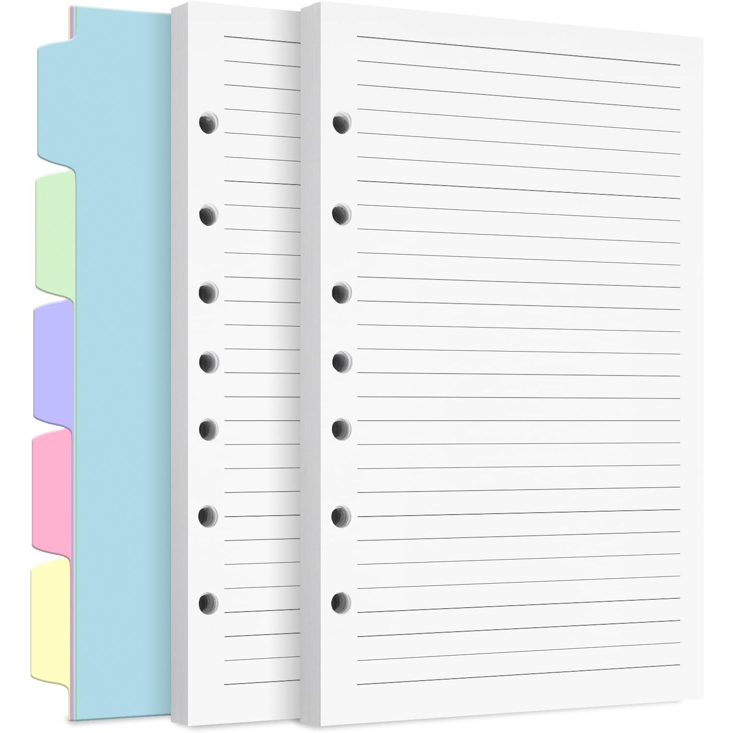 A5 Refill Paper  7-Hole Planner Inserts For A5 Binder Budget Planner Journals Notebook  Loose Leaf Lined Paper With Binder Dividers  240 Pages 5-1/2"" X 8-1/2""  White