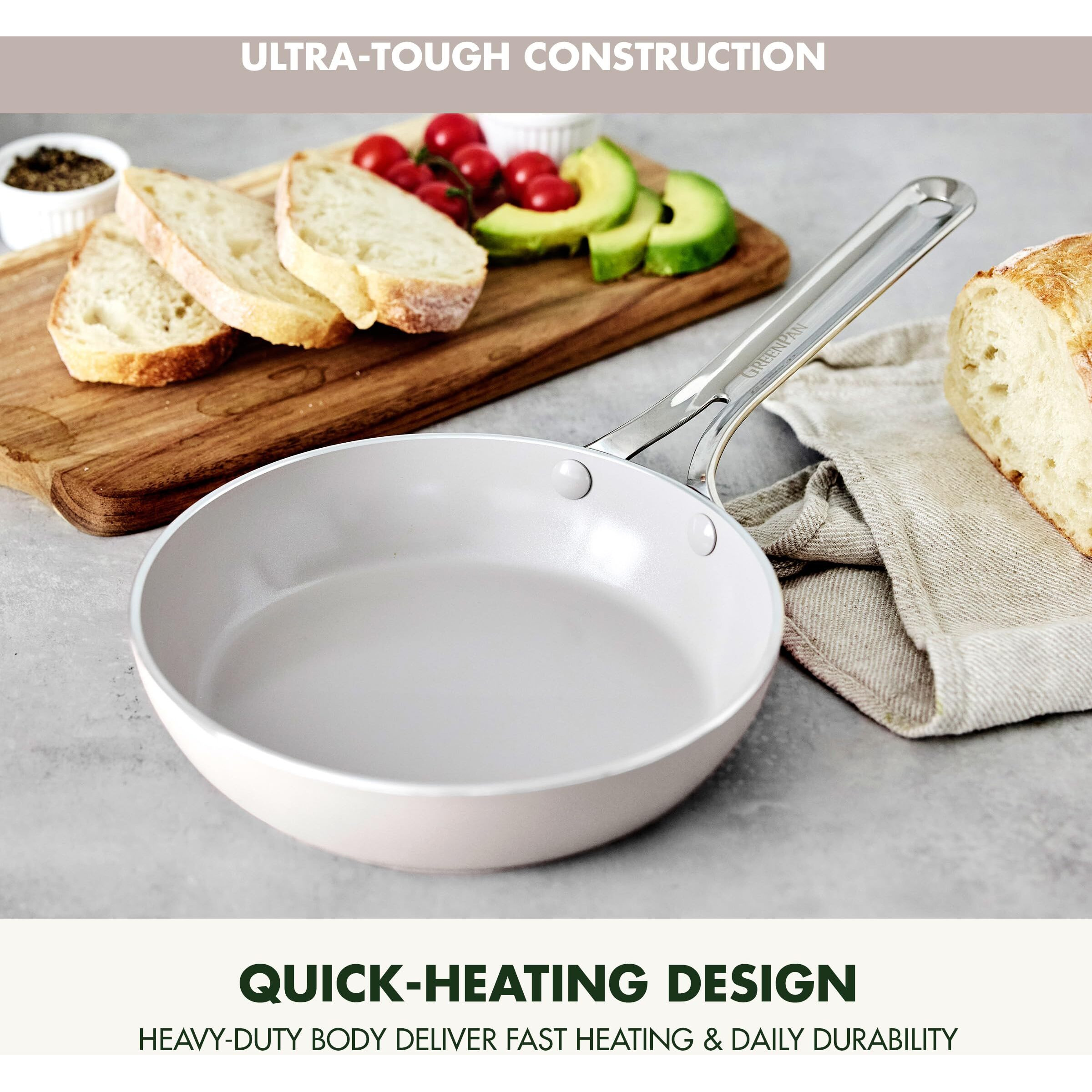 Greenpan Nova 8In Frying Pan Skillet  Healthy Ceramic Nonstick  Pfas-Free  Induction Suitable  Dishwasher And Oven Safe  Clay