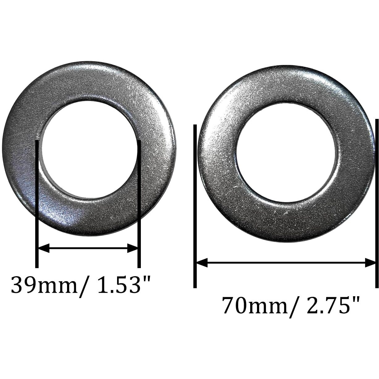 M39 Flat Washer  304 Stainless Steel  39Mm Id  70Mm Od  6Mm Thickness  Plain Finish  For Bolt And Screw (Pack Of 2)