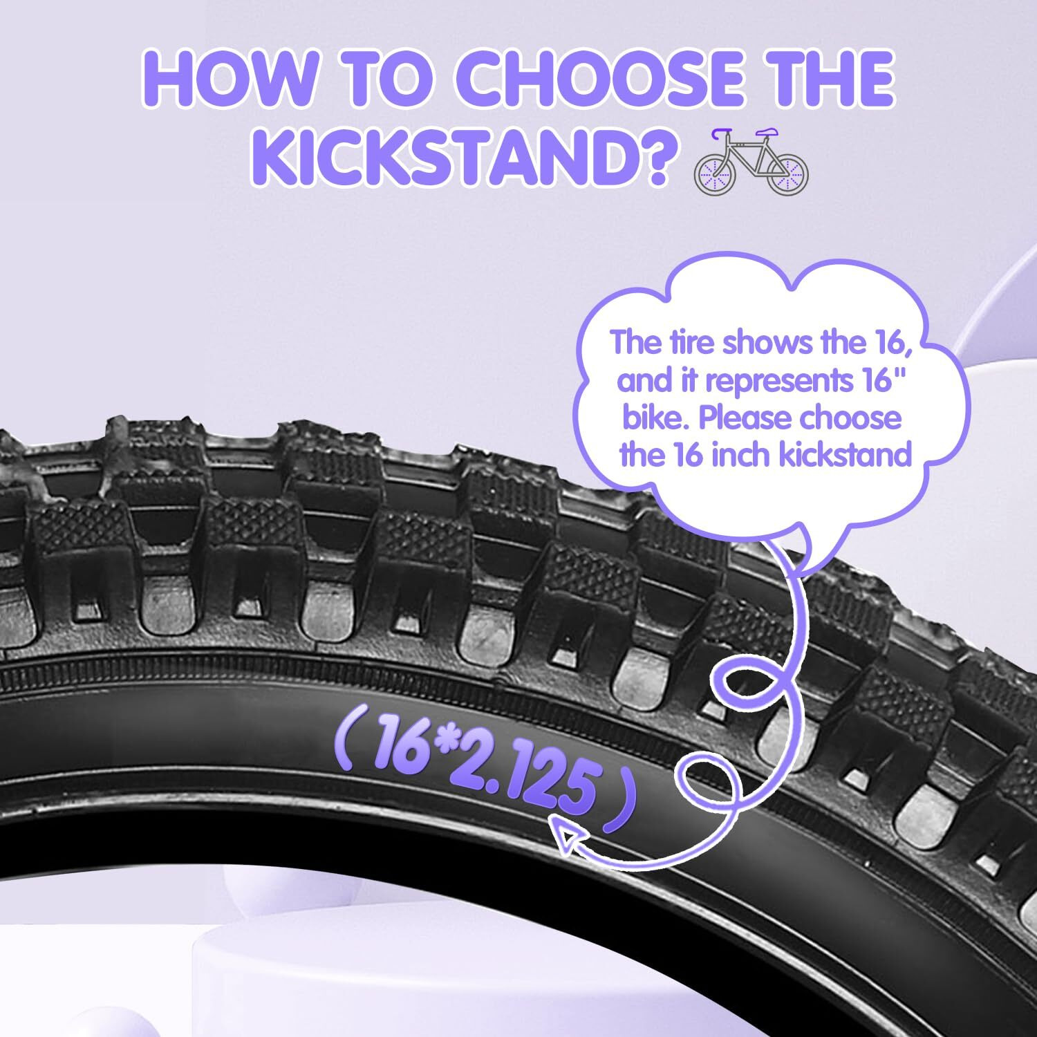 Leichten Kids Bike Kickstand For 14 Inch Wheel Children's Bicycle Single-Side Kick Stand Rear Mount Bikes Support Racks Purple For Girls And Boys Bike