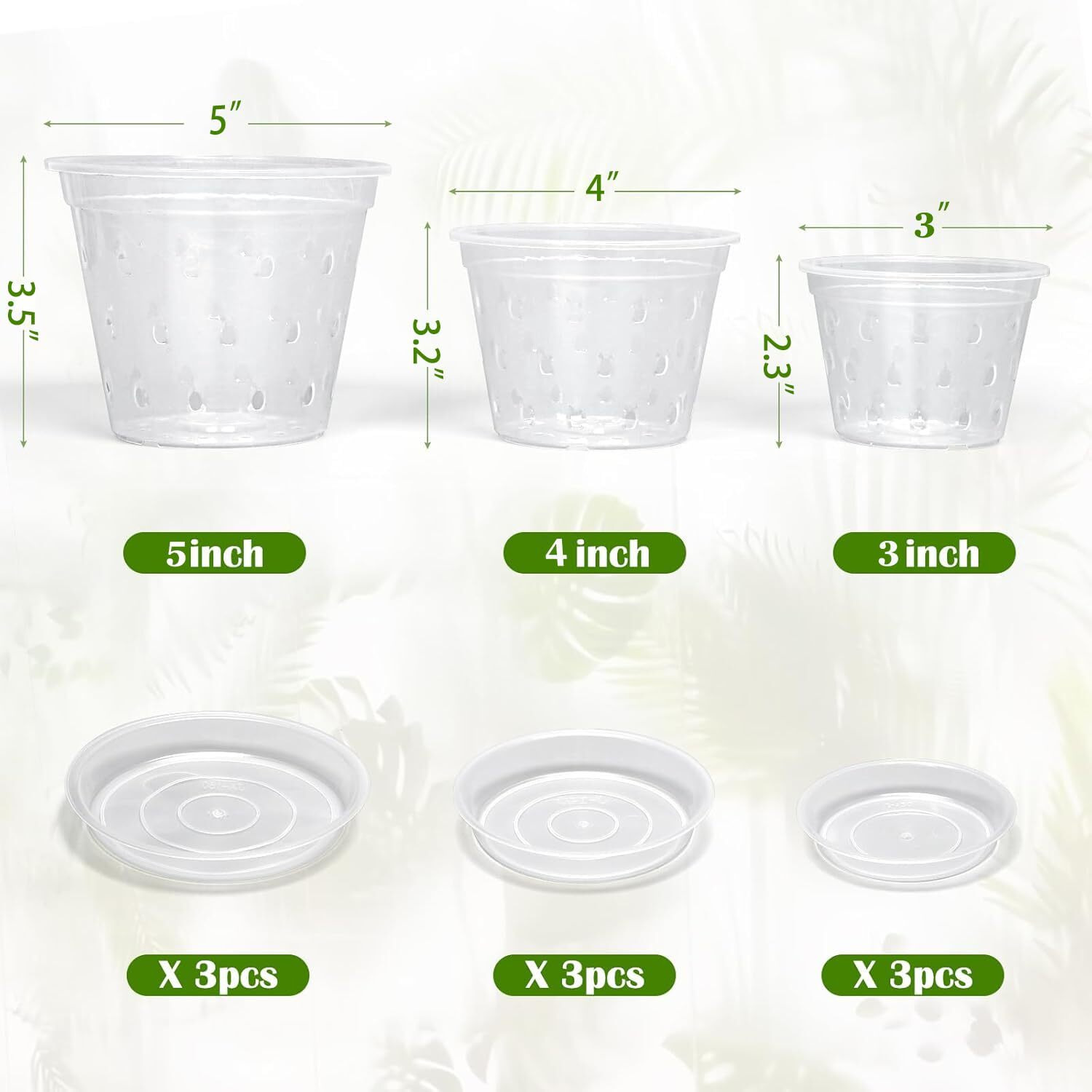 Raookif Orchid Pots With Saucer For Repotting  9 Pack 3 Inch Orchid Pots With Holes  Side Holes Creates Better Conditions For The Orchids To Grow (3Inch)