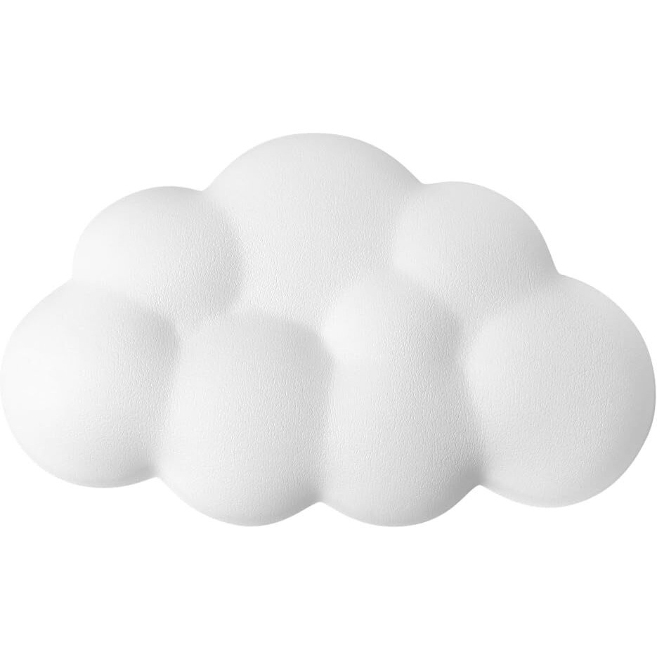 Arisase Cloud Wrist Rest Cushion For Mouse Ergonomic Soft Pu Leather Memory Foam Wrist Pain Relief Mouse Wrist Support Pad With Anti-Skid Base For Office School Home Laptop & Computer Mouse (White)