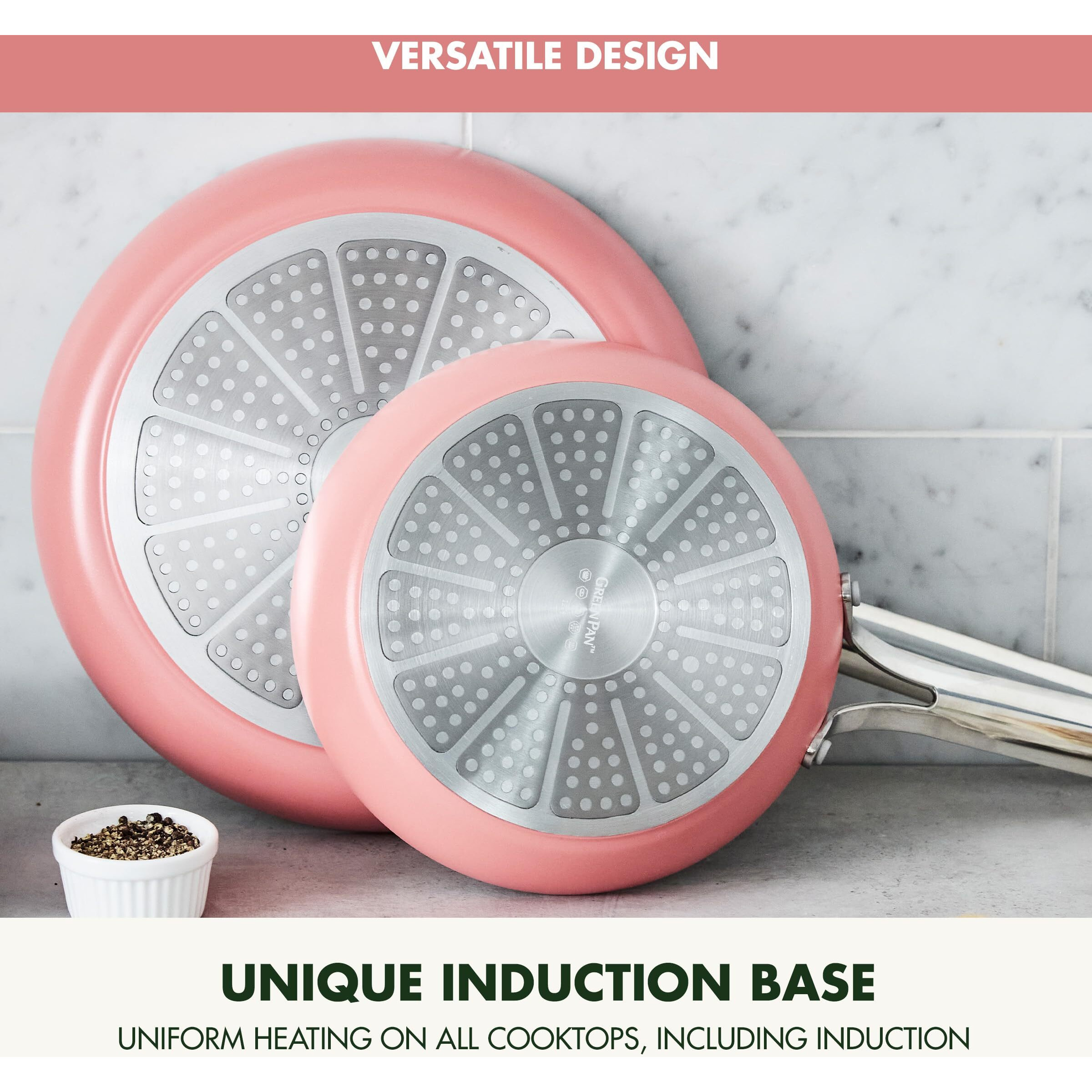 Greenpan Nova 8  & 10  2 Piece Frying Pan Skillet Set  Oprahs Favorite Things 2024  Induction Suitable Pfas-Free Nontoxic Ceramic Nonstick  Dishwasher & Oven Safe  Quick Even Heating  Coral