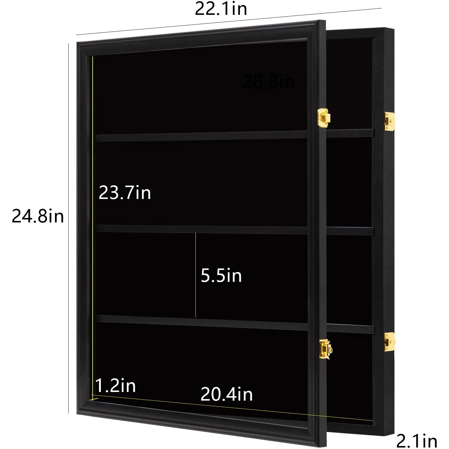 Grintus Baseball Card Display Case 24 Graded Sport Card Display Case Wall Mount With Clear View And Uv Protection Acrylic Door For Baseball Football Basketball Hockey Trading Card Collection  Black