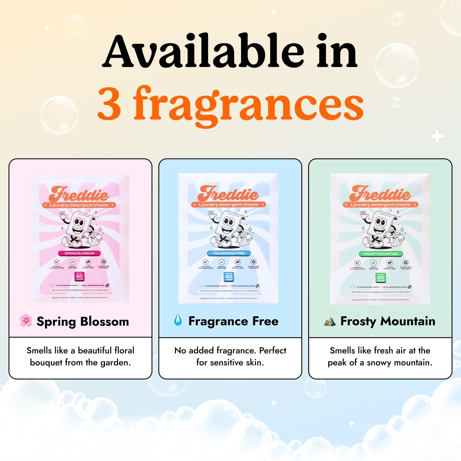 Freddie Laundry Detergent Sheets -Spring Blossom Scent - 60 Loads (30 Sheets) - Concentrated Eco Friendly Liquid-Less Strips