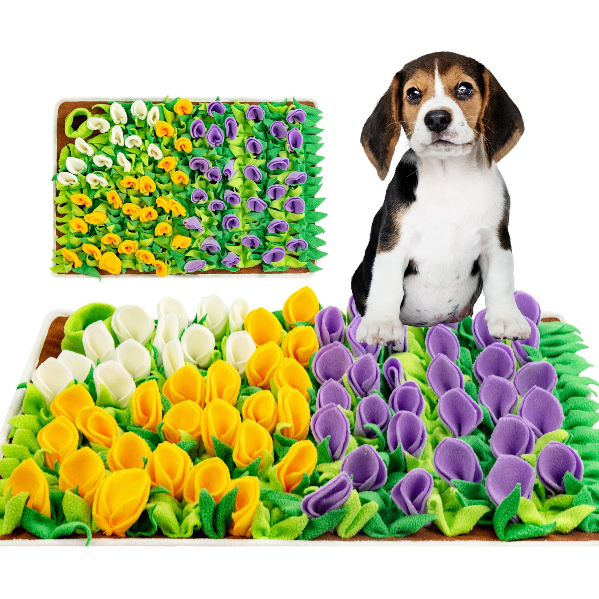 Mhttec Snuffle Mat For Dogs Tulip Sniffing Mats For Puppy 23.62"" X 15.75"" Nosework Feeding Mat Polar Fleece Interactive Dog Slow Feeder For Smell Training And Slow Eating 1Pc