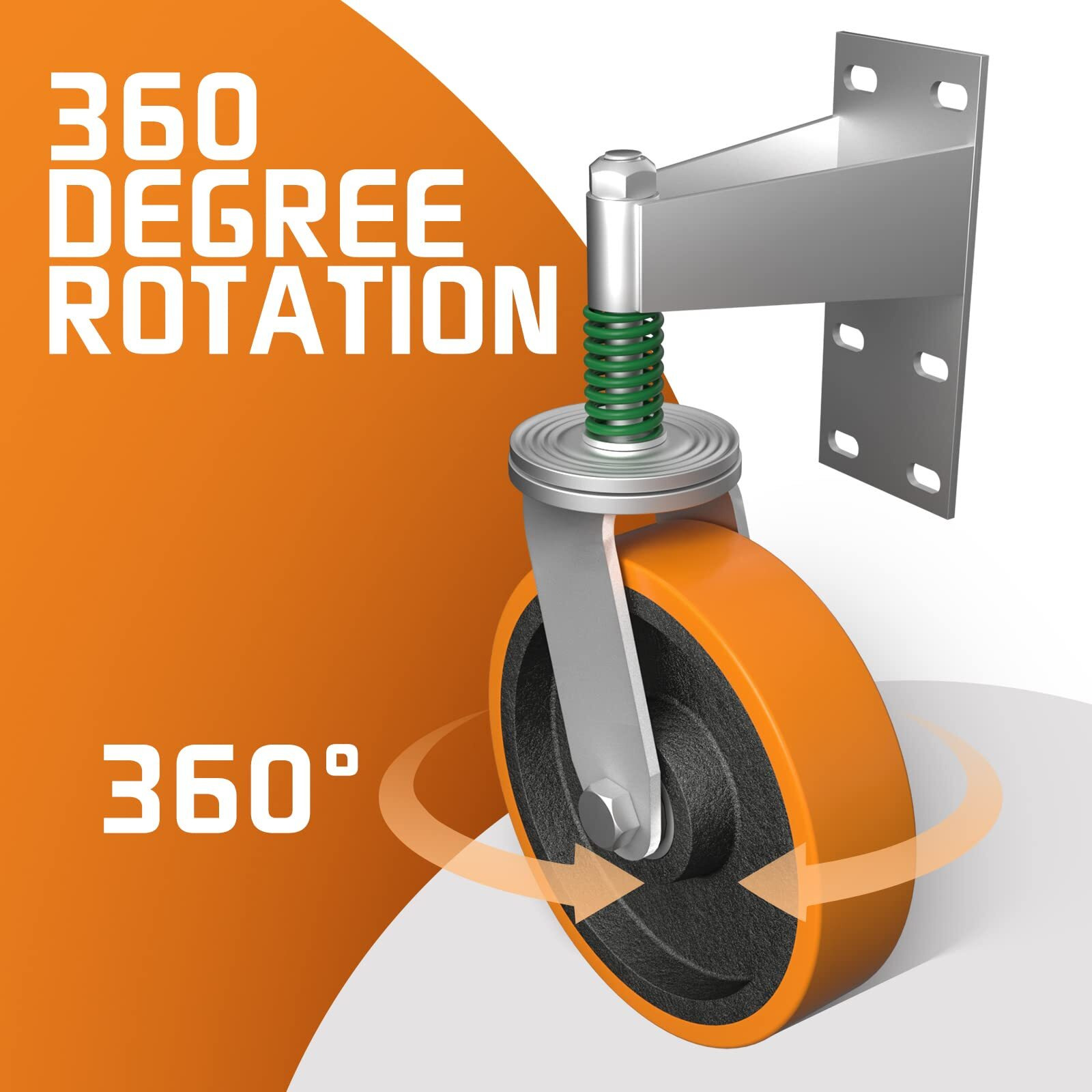 Uscaster Gate Wheel 6Inch Fence Gate Wheels For Metal Tube Gate 1700Lb Capacity 360 Degree Rotation Spring-Loaded Heavy Duty Gate Caster With Screws & Screwdriver