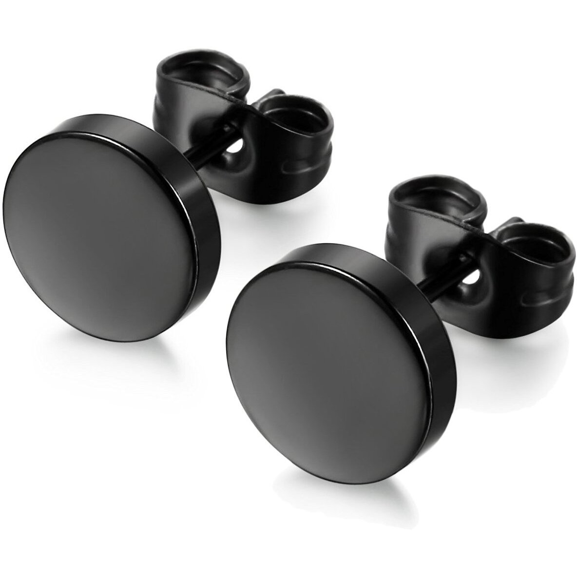 Lieblich Black Round Stud Earrings Set Stainless Steel Ear Studs For Men Women 6 Pairs 3Mm-8Mm  (Black)