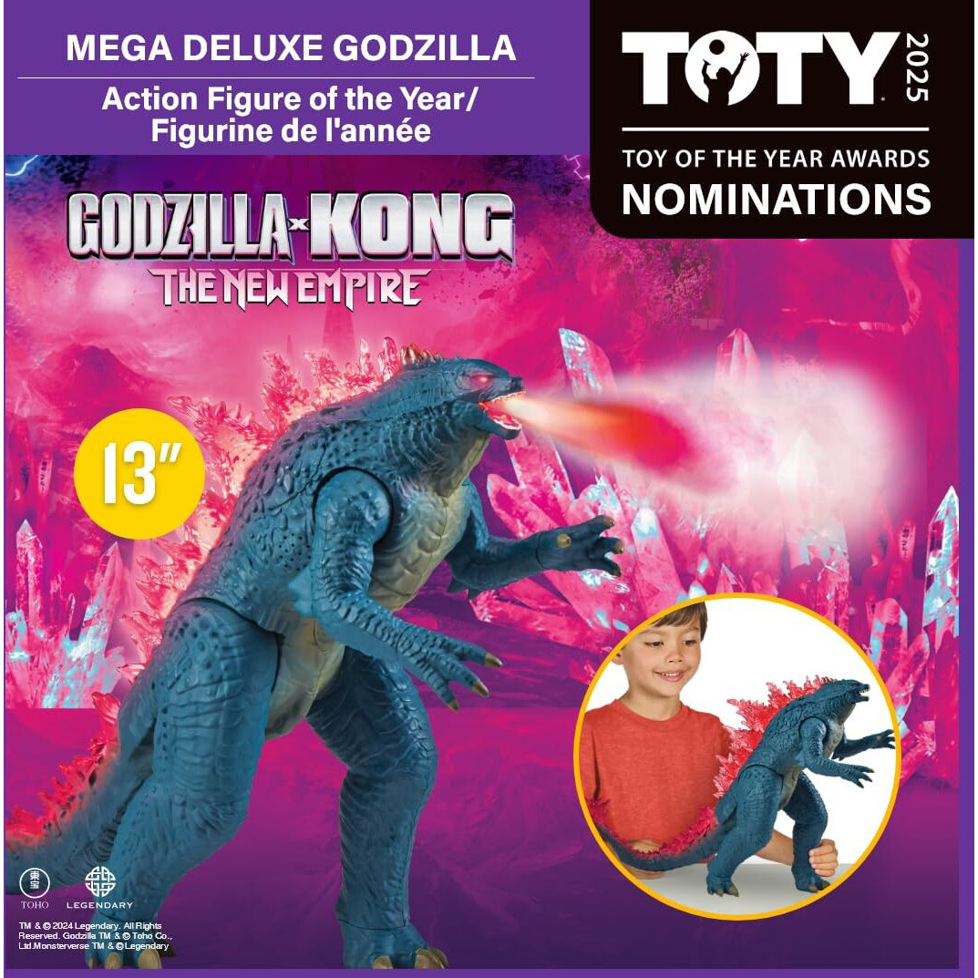 Godzilla X Kong 13"" Mega Deluxe Heat Ray Misting Breath Godzilla Figure By Playmates Toys