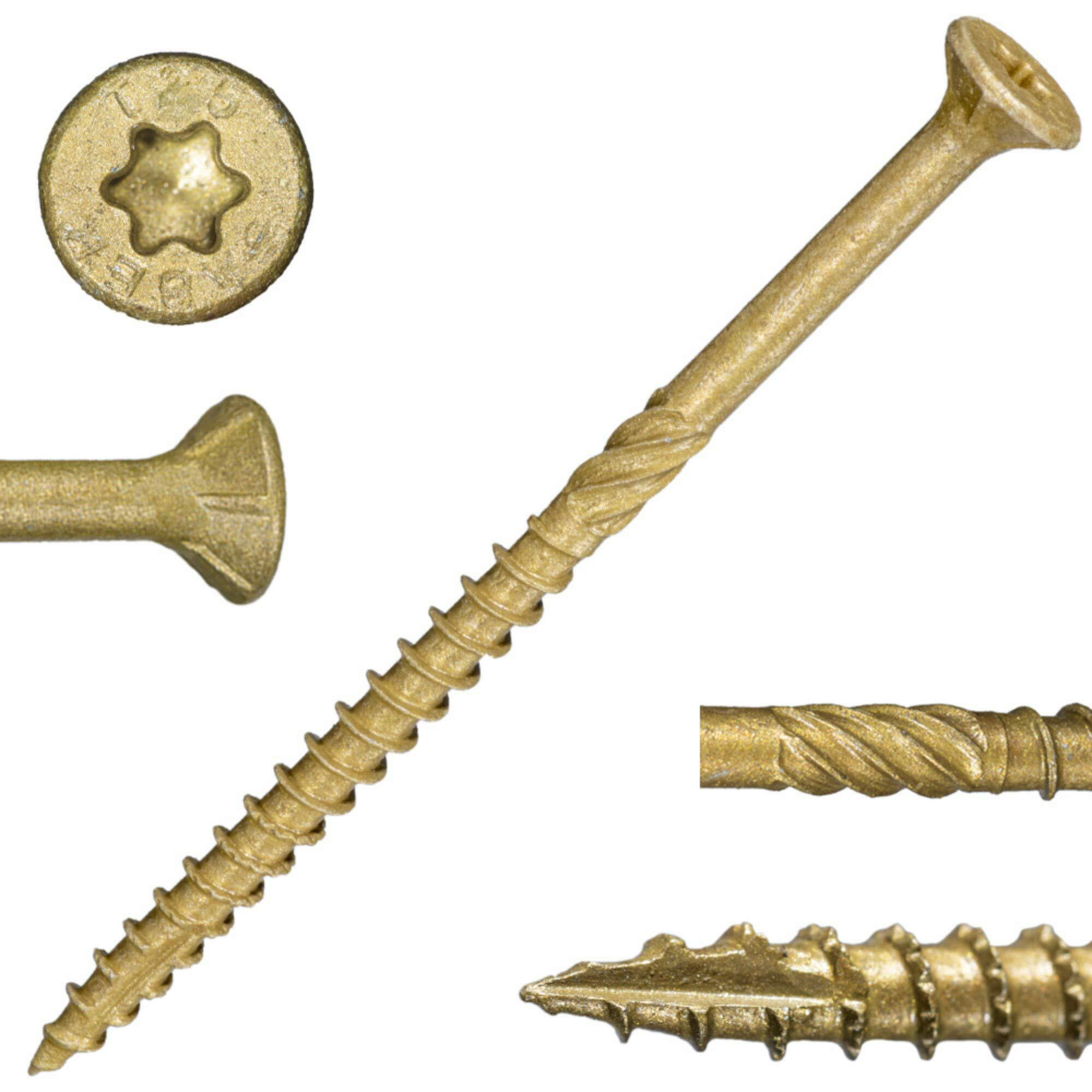 Saberdrive Tan Xl1500 Coated Exterior Star Drive Multi-Purpose Deck Screws  5Lb  Approx. 272 Pieces - 10 X 3-1/2"" Screws With Protective Coating  Decking Screws For Construction  Repair