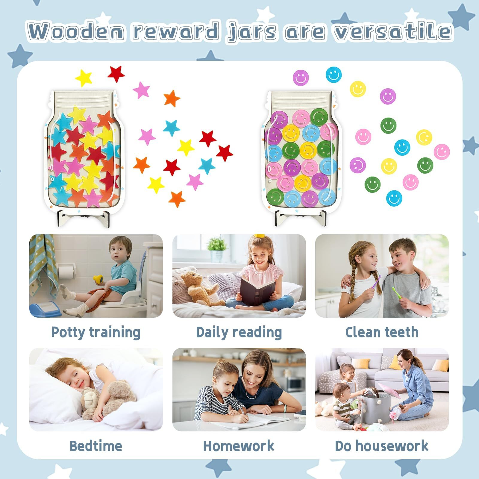 2 Pack Magnetic Reward Jar Star And Smiley Face Reward Jar Star Jar Reward System For Kids Good Behavior Home Classroom Responsibility Routine Training Tool For Boys Girls