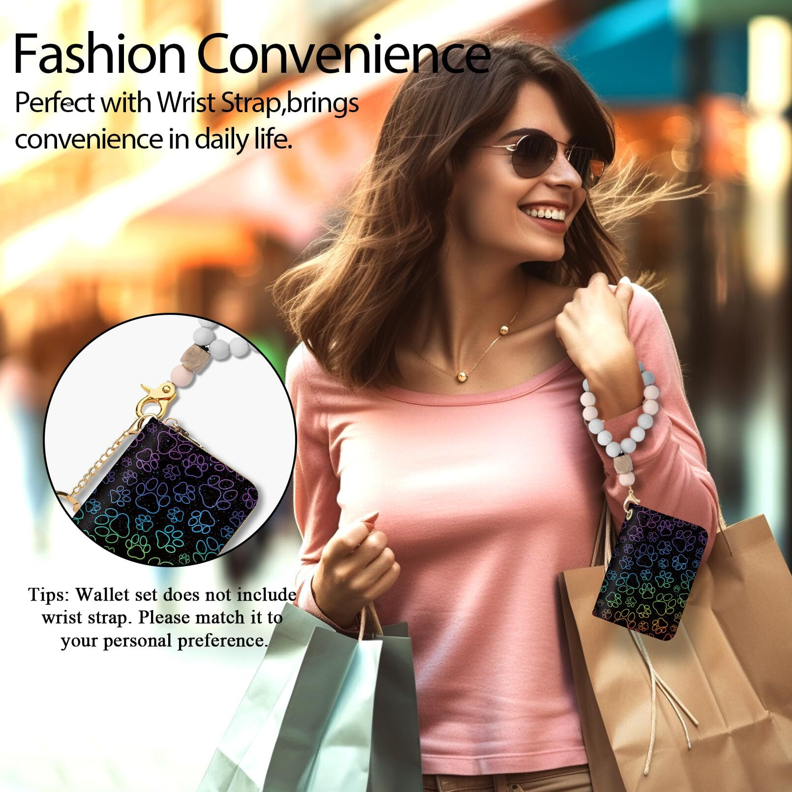 Yonlevres Credit Card Holder Small Wallets Woman  Puppy Dog Paw Rfid Wallet Women Card Holder Keychain Zipper  Cute Funny Card Case Pu Leather Rfid Blocking Accordion Card Organizer Gifts Girls