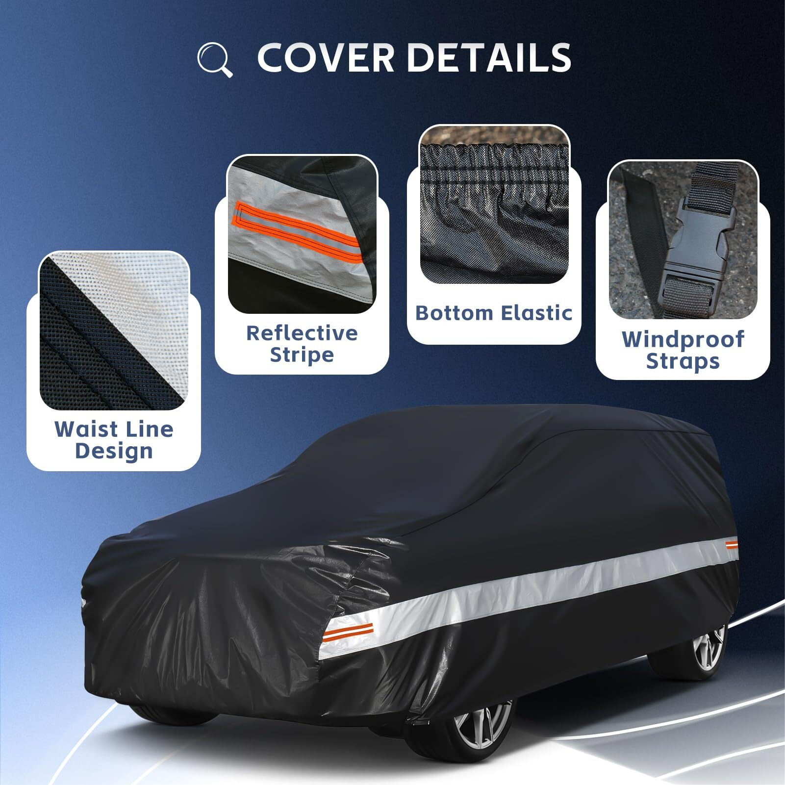 Holthly 10 Layers Suv Car Cover Custom Fit For Chevrolet Chevy Suburban (1973-2024) Waterproof All Weather For Automobiles  Outdoor Full Cover Sun Uv Rain Protection With Cotton.Black