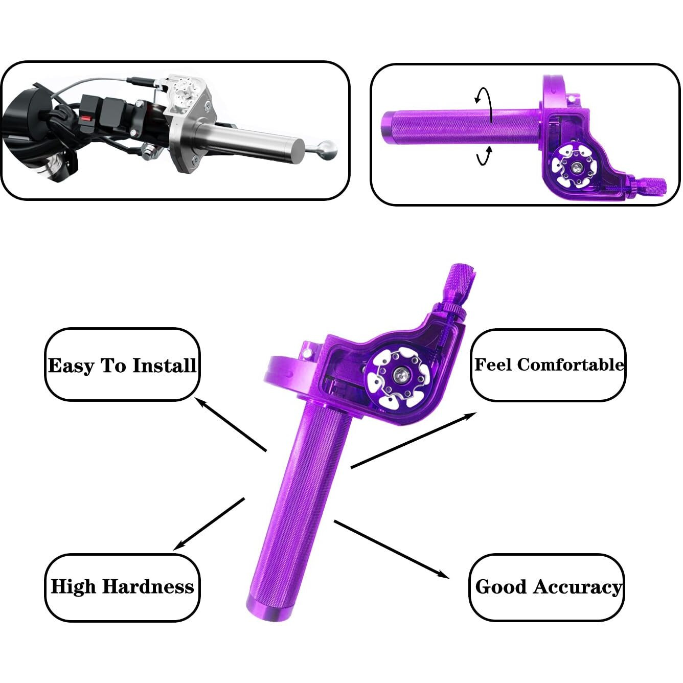 Motorcycle Throttle Grip 7/8&quot&quot 22Mm Cnc Aluminum Quick Twister With Throttle Cable For Klx Cr Crf Exc Xr Crf50 Crf230 50 70 110 125 230 250 Dirt Pit Bike Motocross Motorbike Quad Atv (Purple)