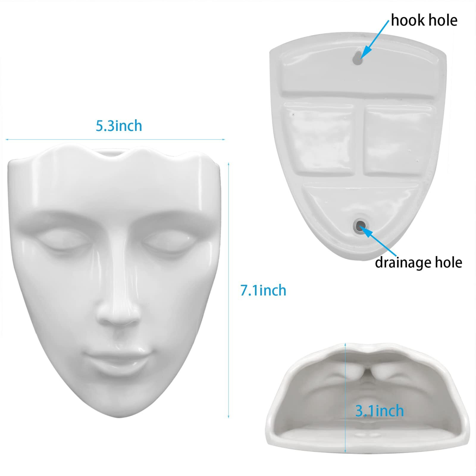 Face Vase Ceramic Female Form Vase Modern Sculpture White Planter Pot Human Face Dried Flower Shaped Vase Wall Hanging Plant Pot For Home Decor Centerpieces  Office Or Outdoor Hanging Decor