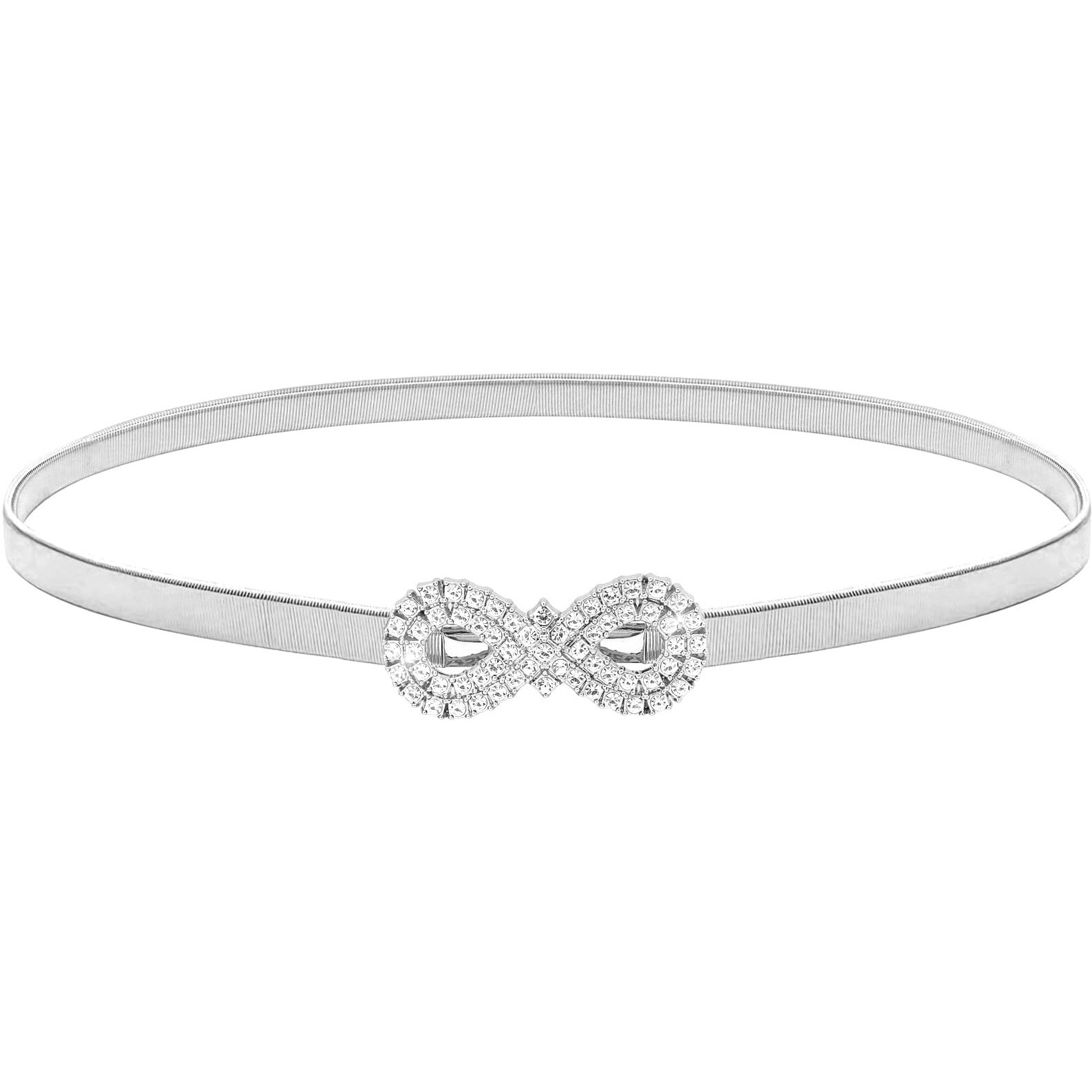Limhoo Women's Skinny Metal Waist Belt Elastic Thin Waist Belt For Dress Stretch Chain Belt (Hy19416-Silver-M)