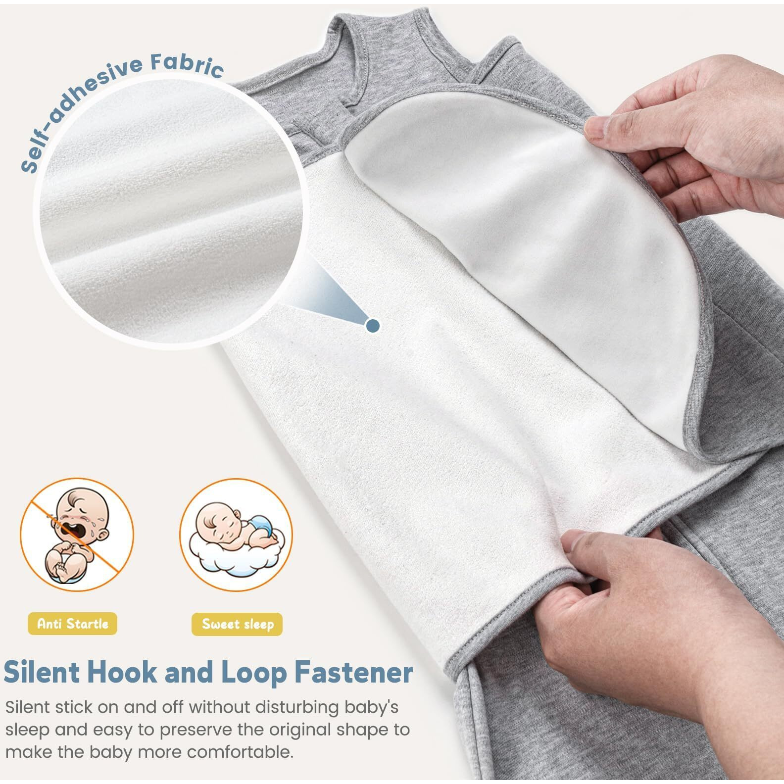 Zigjoy Sleep Sack Swaddle 1.0 Tog Baby Wearable Blanket 100% Cotton Baby Swaddle Blanket For Newborns 0-6 Months For Boy Girl  Grey