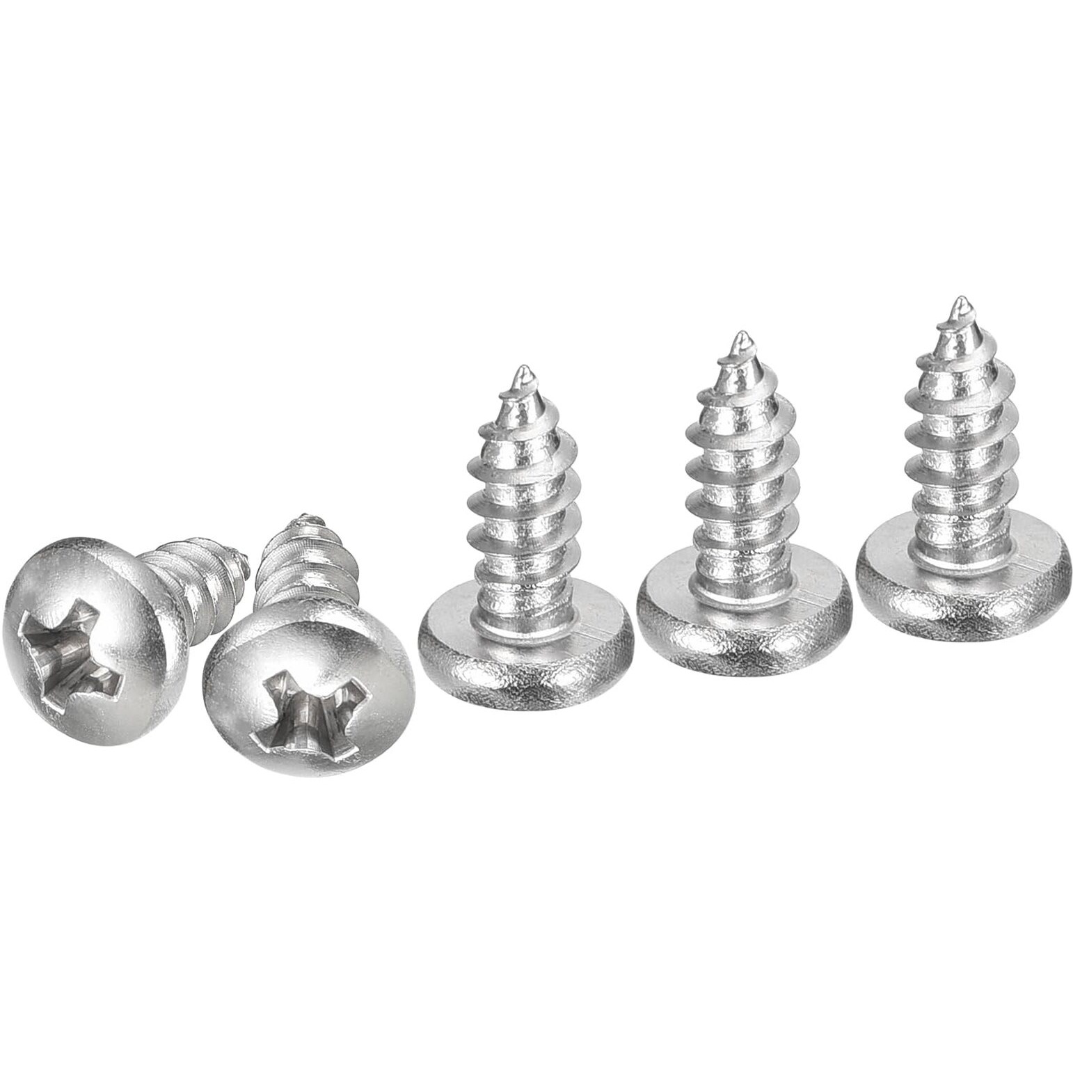 Dtgn 8X3/8"" Phillips Pan Head Self-Tapping Screw - 100Pack - Bright Finish 304 Stainless Steel Sheet Metal Screws Wood Screws