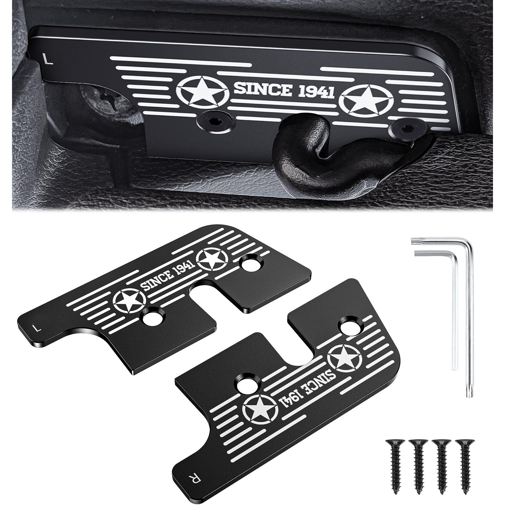 Upgraded Sun Visor Repair Kit  Eamplest Aluminum Alloy Star Sun Visor Clips Compatible With Jeep Wrangler Jk 2018 Jl 2018-2023 2020-2023Gladiator Accessories Quick And Easy Repair Loose Visor