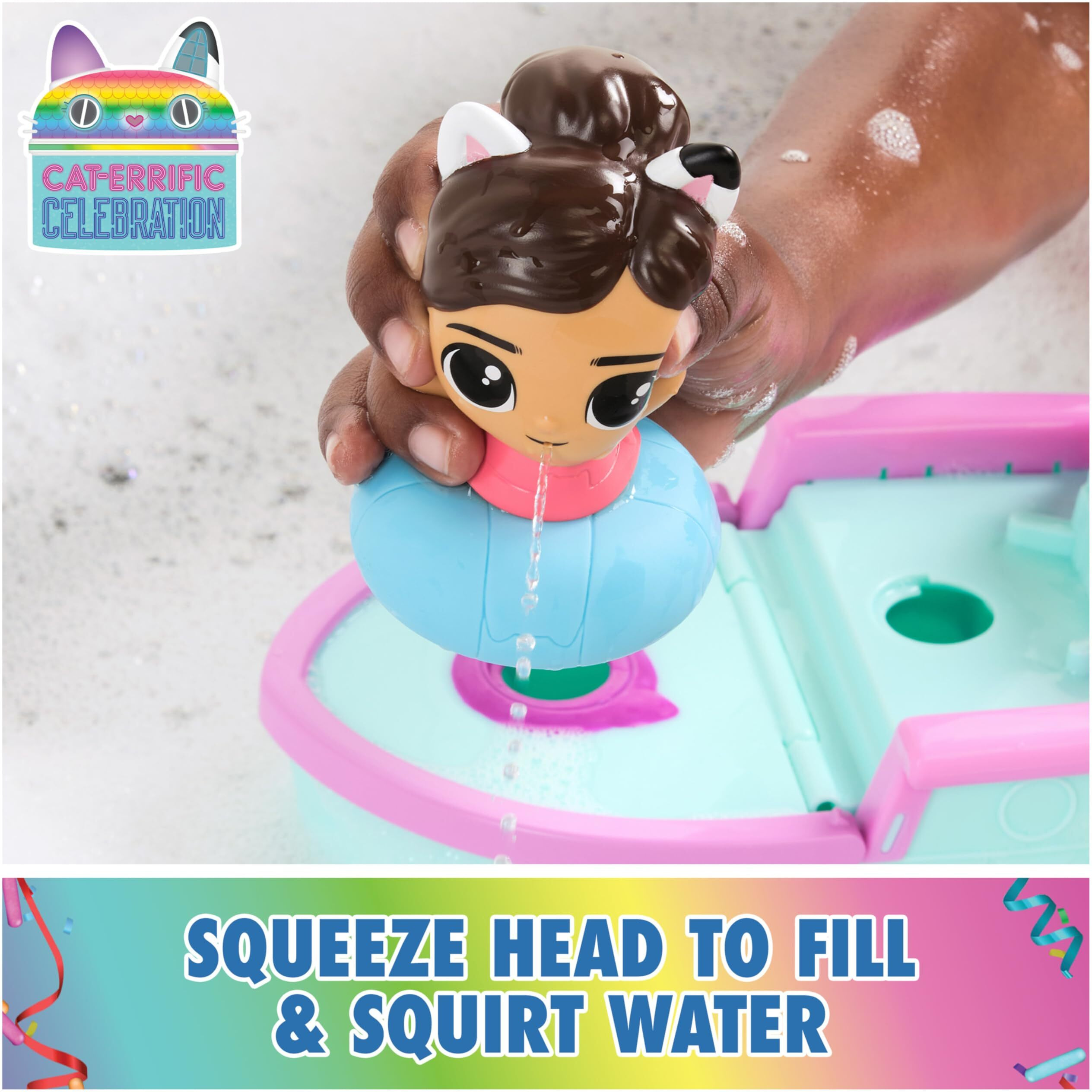 Gabbys Dollhouse Gabby & Ss Mercat Bath Set  Floating Toddler Bath Toys With Cruise Ship & Squirter  Kids Toys For Girls & Boys Ages 3+