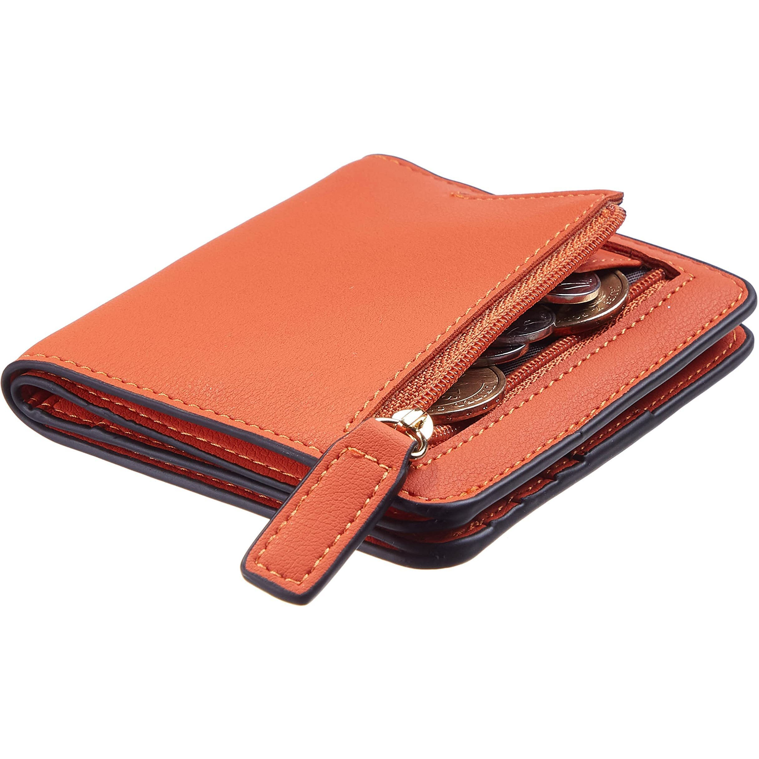 Gostwo Womens Wallet Slim Rfid Blocking  Credit Card Holder Small Wallet For Women  Compact Bifold Luxury Genuine Leather Pocket Passport Wallet Ladies Girls Mini Purse Travel With Id Window  Orange