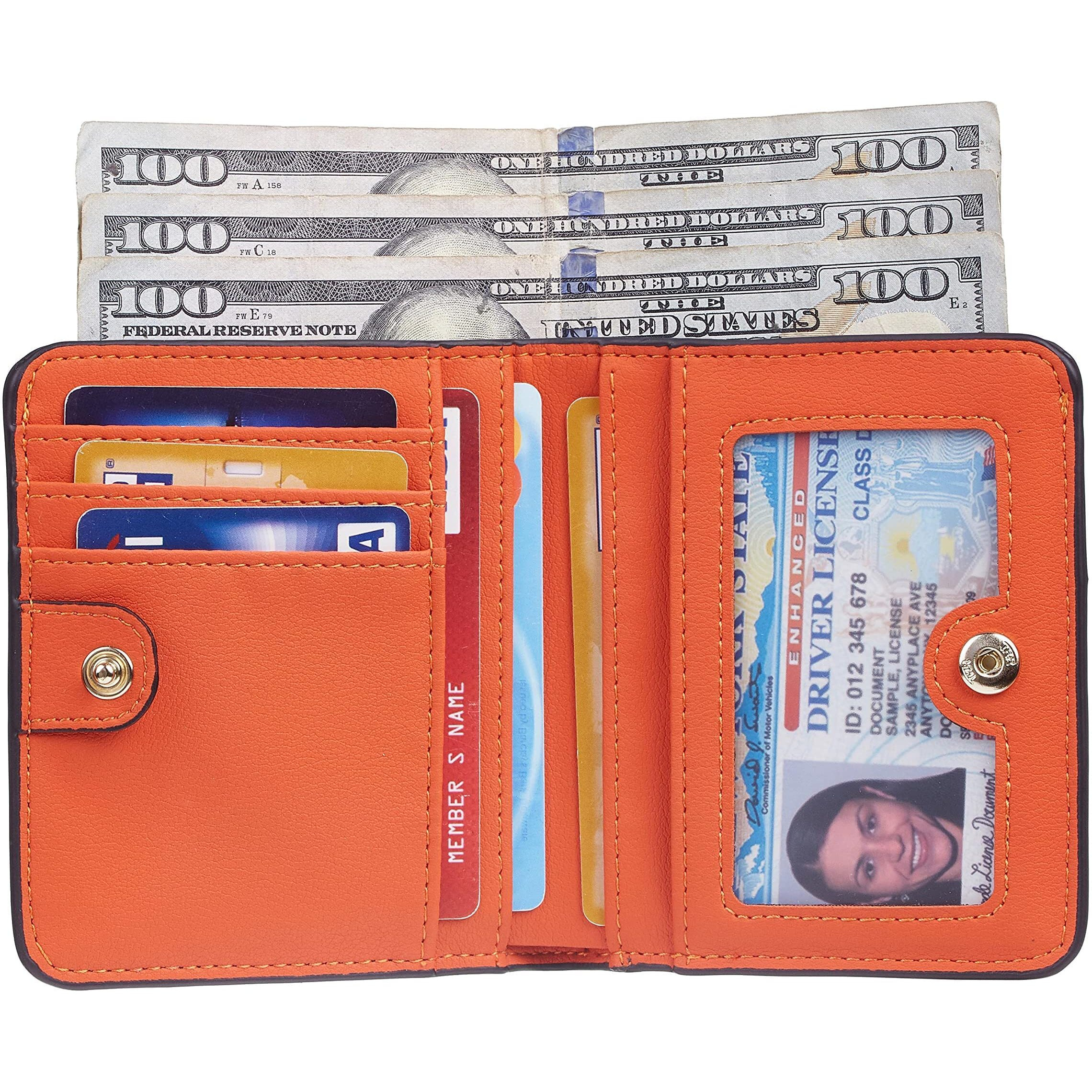 Gostwo Womens Wallet Slim Rfid Blocking  Credit Card Holder Small Wallet For Women  Compact Bifold Luxury Genuine Leather Pocket Passport Wallet Ladies Girls Mini Purse Travel With Id Window  Orange