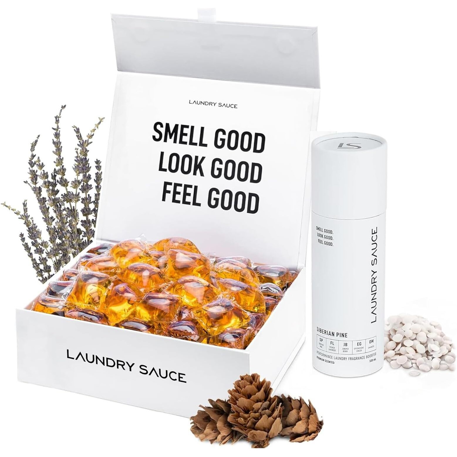 Laundry Sauce - Luxury Scented Laundry Detergent Pods & Scent Booster Bundle (Siberian Pine)  Premium Laundry Washing Pods With High-End  Sophisticated Fragrances - Dye Free & He Compatible
