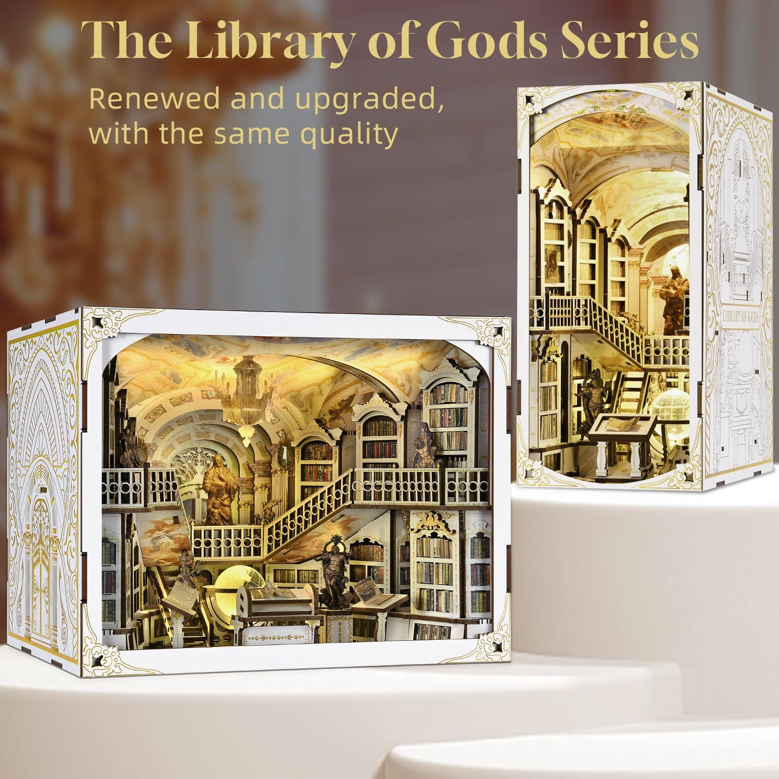 Minicity Book Nook Kit  Diy Miniature Dollhouse Booknook Kitwith Led Light Gifts For Book Lovers (Library Of Gods Max)