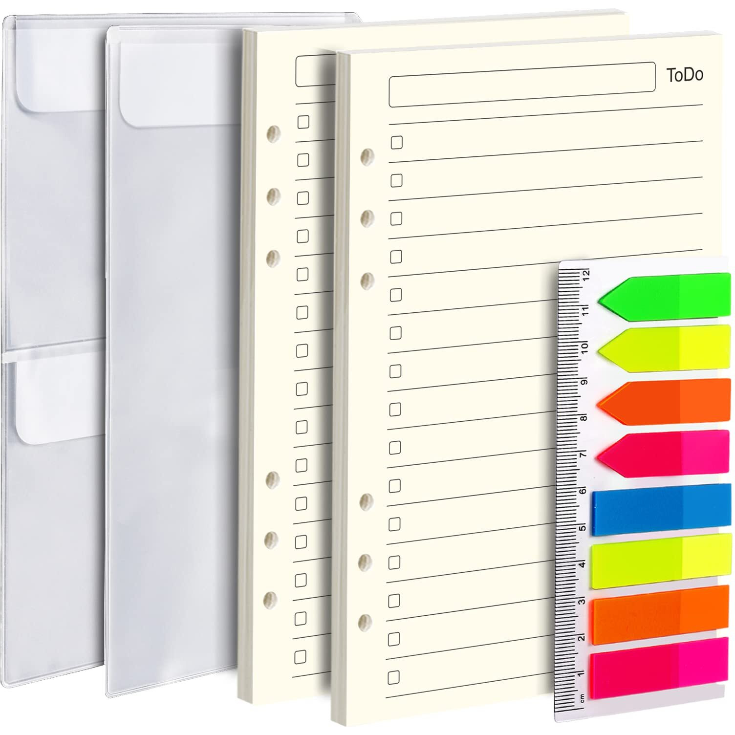 Leobro To Do List A5 Refill Paper  A5 Loose Leaf Notebook Paper  A5 Daily Planner Binder Insert Paper  Lined Paper Refill  6 Ring A5 Filler Writing Paper  With Page Marker  90 Sheets/180 Pages