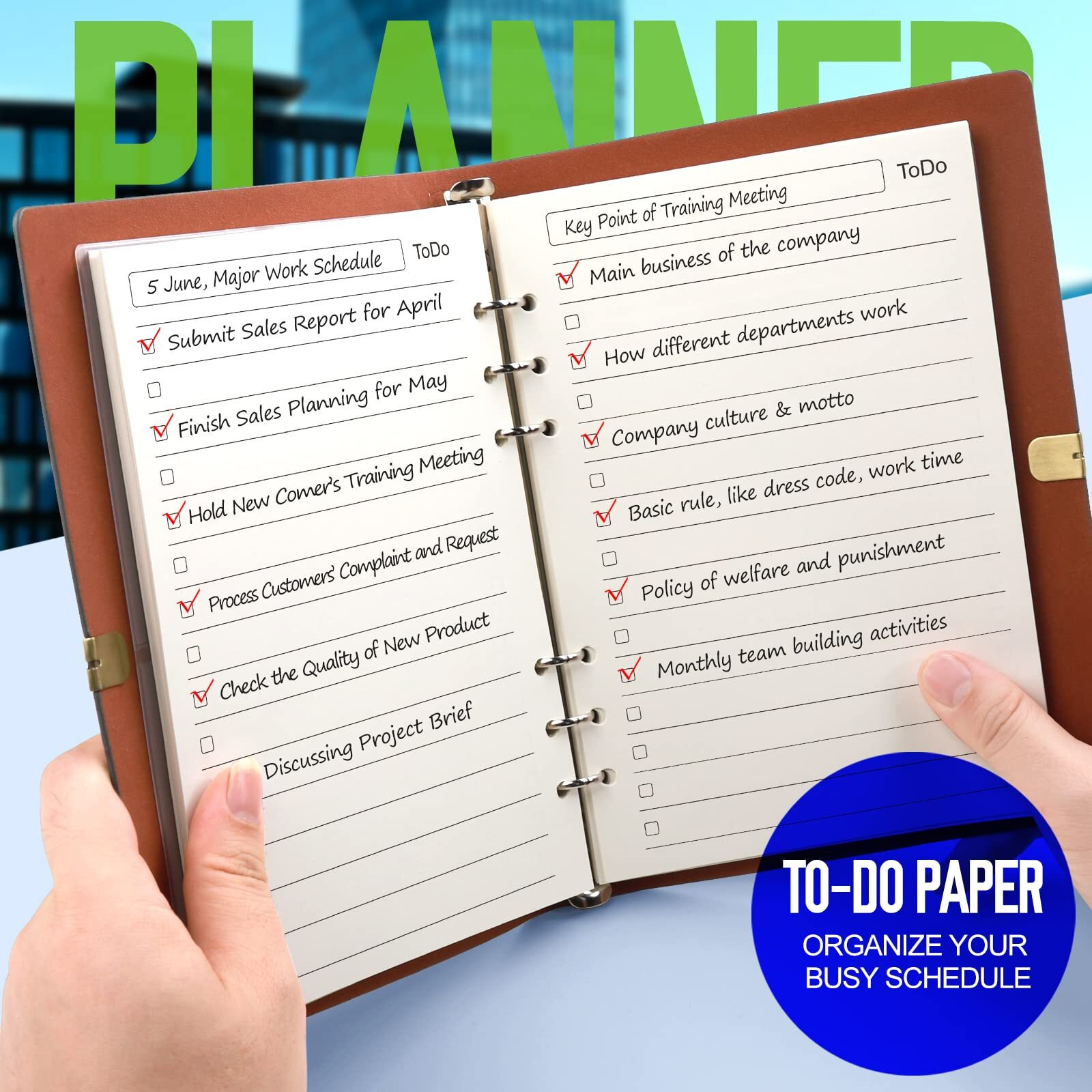 Leobro To Do List A5 Refill Paper  A5 Loose Leaf Notebook Paper  A5 Daily Planner Binder Insert Paper  Lined Paper Refill  6 Ring A5 Filler Writing Paper  With Page Marker  90 Sheets/180 Pages