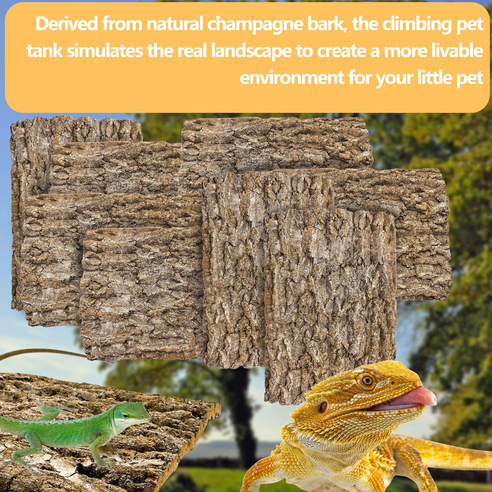 8Pcs Cork Terrarium Background 15.7X11.8In Natural Large Cork Bark Backdrop Reptile Climbing Mat Tank Habitat Decor For Spider Lizard Chamelon Turtle Beared Dragon
