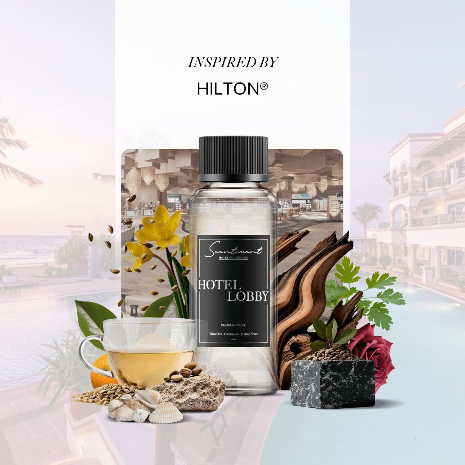 Scentiment - Hotel Lobby Hotel Diffuser Oil | Aromatherapy Fragrance Inspired By 5-Star Hotels | Luxurious Scent With Notes Of White Tea  Bergamot  Orange Blossom  Amber & Marine |20Ml