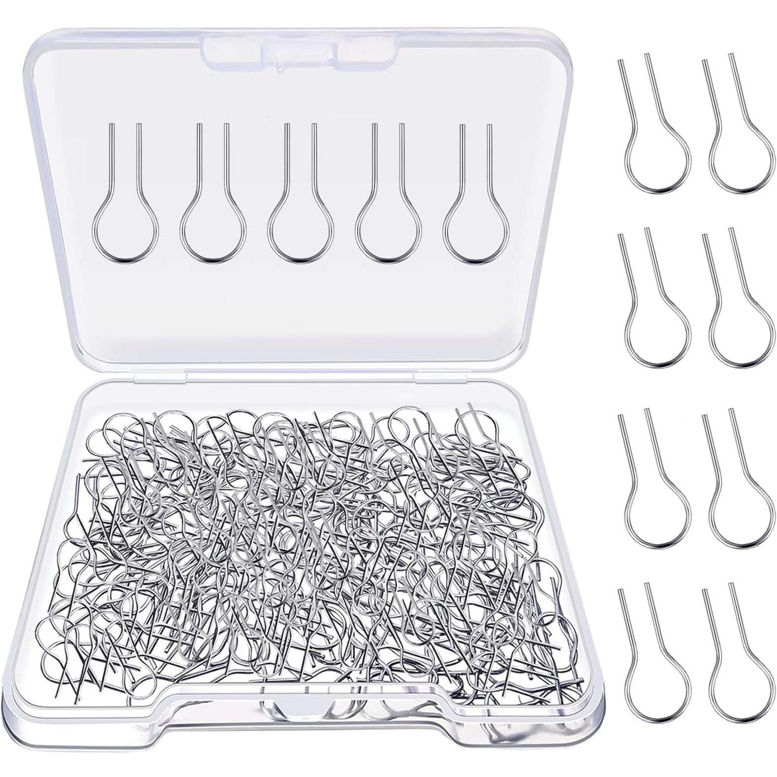 300 Pieces High Temperature Nichrome Wire Jump Rings R Shaped Nichrome Hanger Hooks For Ceramic Ornaments  Glass Projects  Porcelain Stoneware And Fusing In Glass  With Plastic Storage Box (300)
