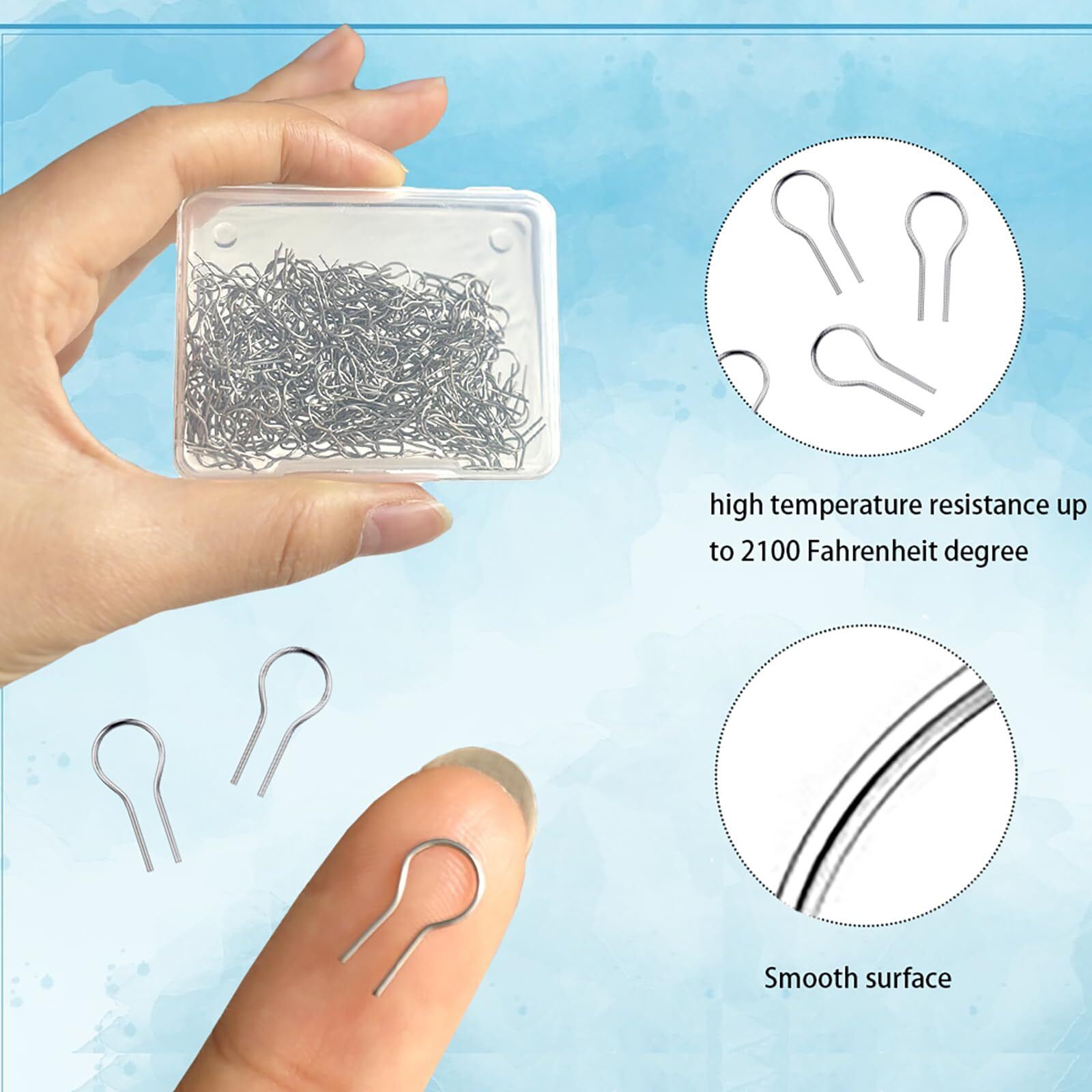 300 Pieces High Temperature Nichrome Wire Jump Rings R Shaped Nichrome Hanger Hooks For Ceramic Ornaments  Glass Projects  Porcelain Stoneware And Fusing In Glass  With Plastic Storage Box (300)