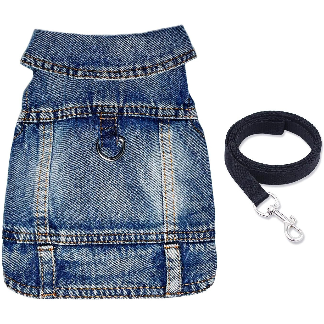 Jcdudoi Dog Jean Jacket Pet Blue Denim Coat For Puppy Small Dogs Fashion Classic Overalls Girl Male Boy Cat Costumes Vintage Washed Vest Clothes Outfit Shirts (Blue  X-Small)