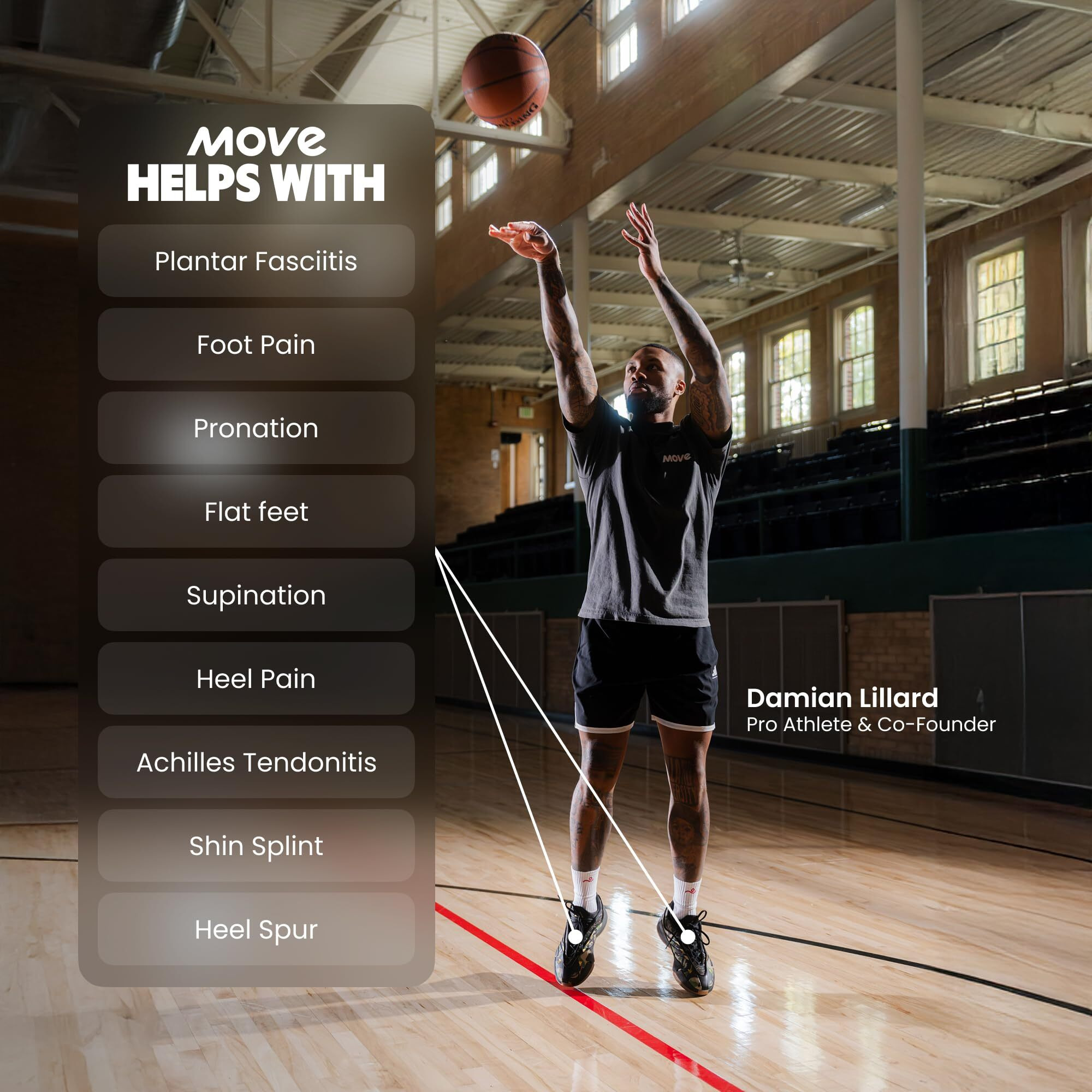 Move Game Day Pro- Ultimate Performance Sports Insoles For Basketball  Volleyball  Football  Tennis  Athletics  Baseball  Running  And Active Lifestyle. Extra Shock Absorption (M 11-11.5/Wm 12.5-13)