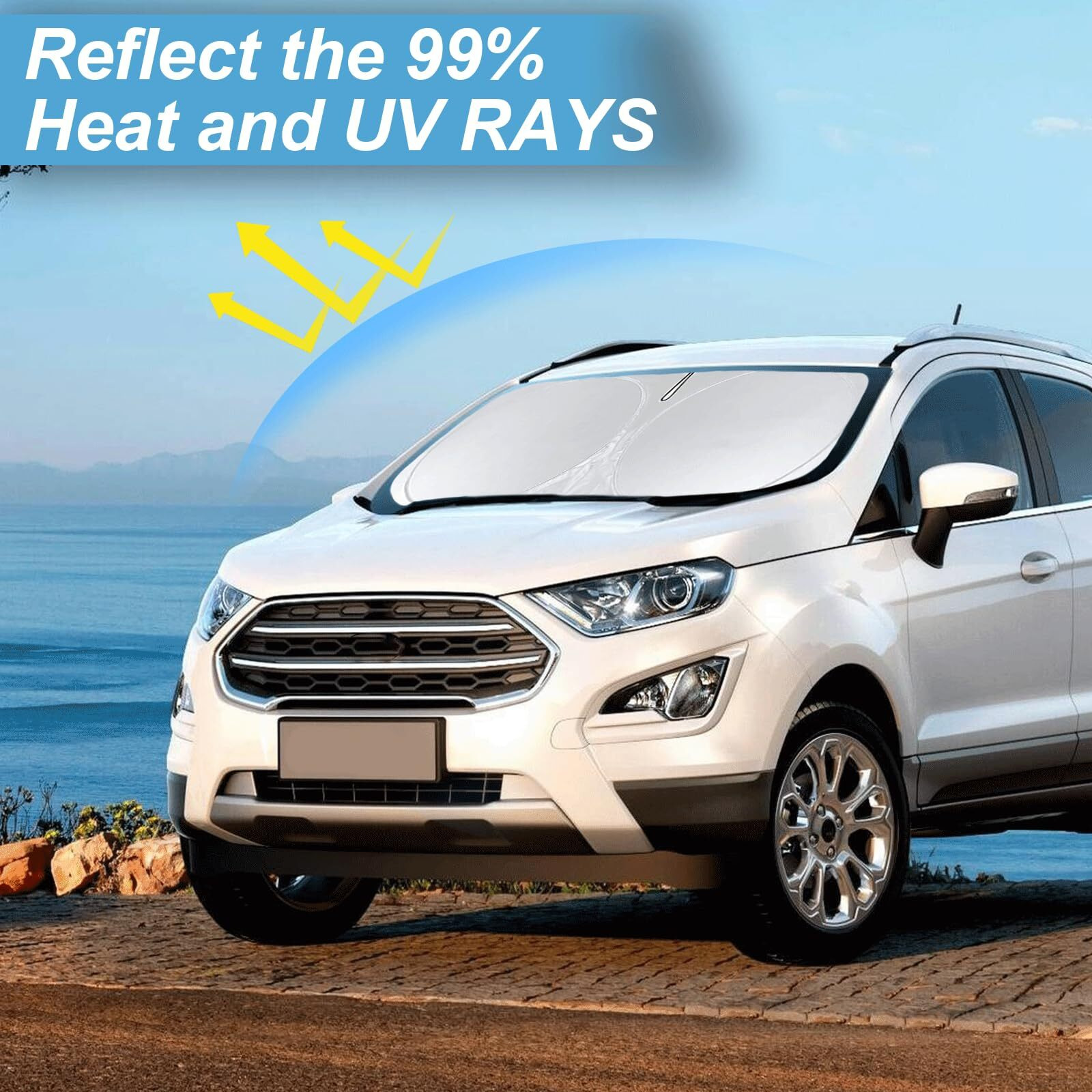 Sunshade For Ecosport Windshield Sun Shade For 2025 2024 2023 2022 2021 2020 Ford Ecosport Suv Accessories Foldable Custom-Fit Front Window Shield Windshield Cover Sun Visor Protector Uv Reflector