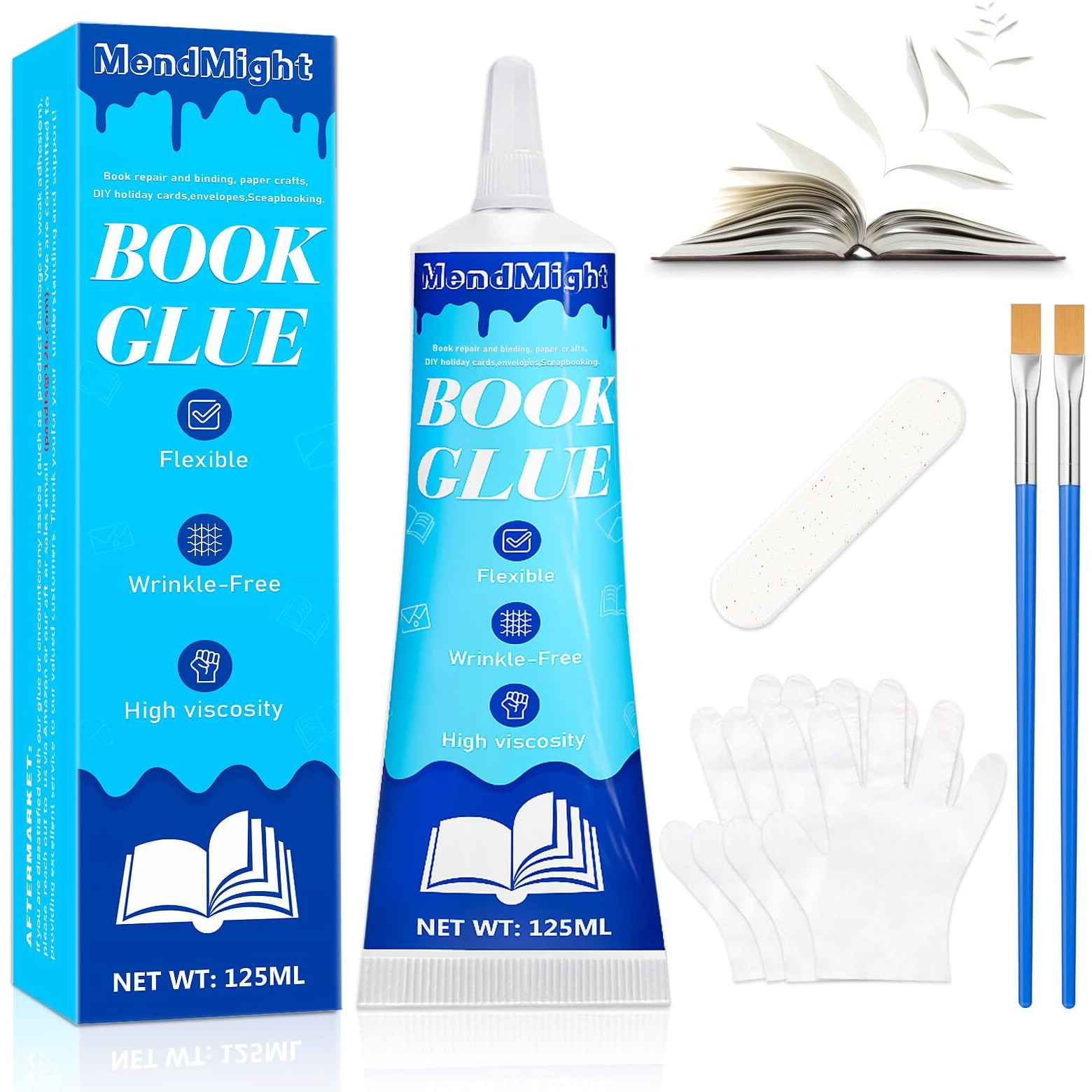 Book Glue & Book Binding Glue - 125Ml Flexible  Strong  Dries Clear - For Bookbinding Repair  Scrapbooking  Paper Crafts  Collages