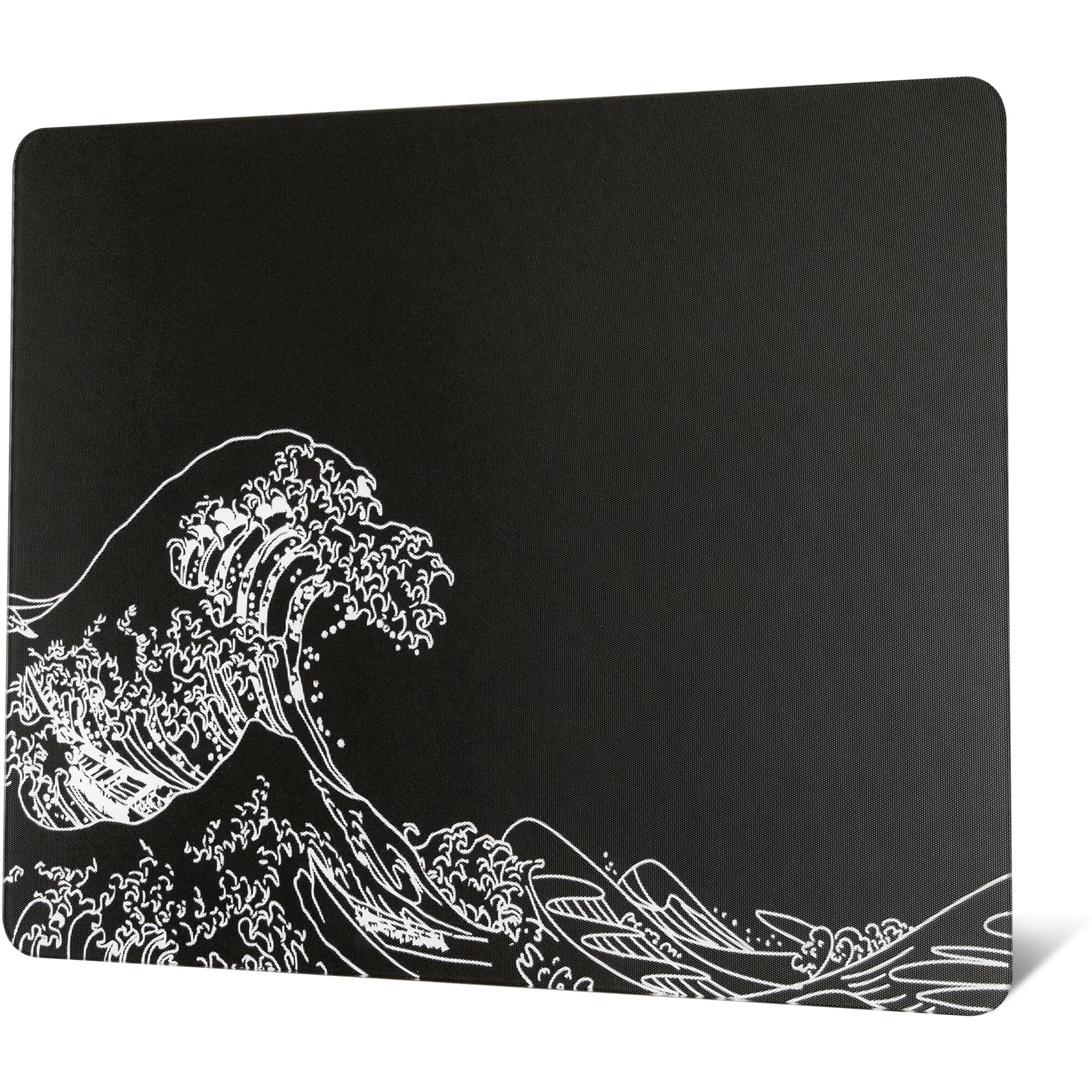 Glass Gaming Mouse Pad  Black Kanagawa Hard Mousepads For Gaming Professional Large Mouse Mat 410Mm*310Mm  Special Glass Surface With Improved Precision And Speed