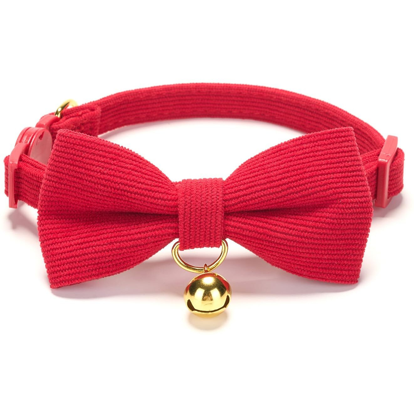 Yudote Cotton Breakaway Cat Collar With Bow Tie And Bell  Adjustable Cute Soft Corduroy Kitten Collars For Girl And Boy Cats Red