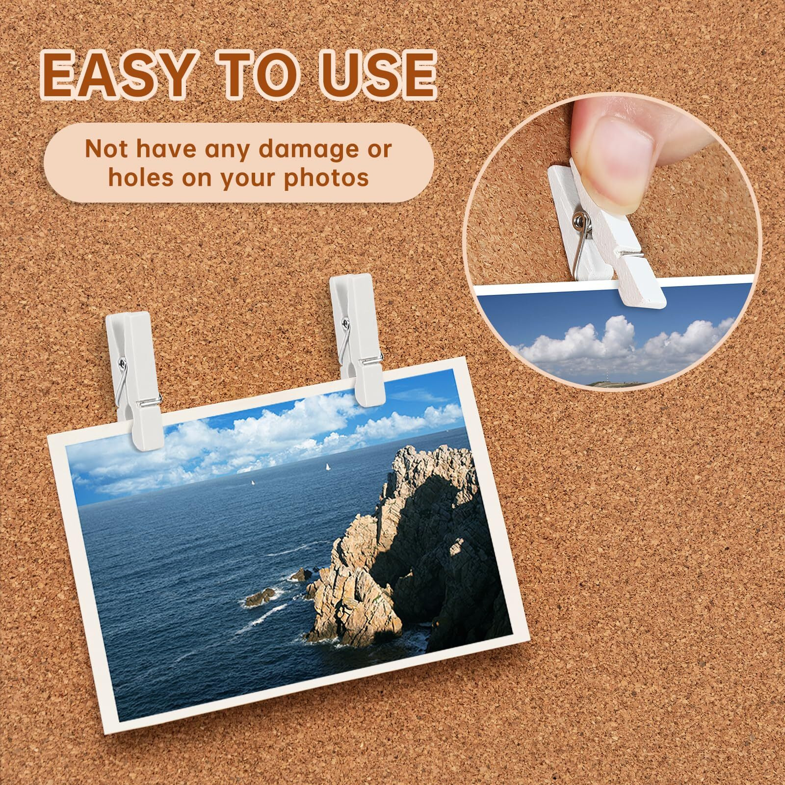 Goolada 50Pcs Wooden Push Pins With Clips White Bulletin Board Clips Cute Pushpins For Cork Board Fun Tacks And Push Pins For Wall For Teachers In Classroom School Offices Accessories Decor Supplies