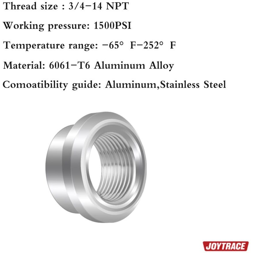 3/4 Npt Female Threaded Stepped Weld On Bung Fitting Aluminum 2Pcs