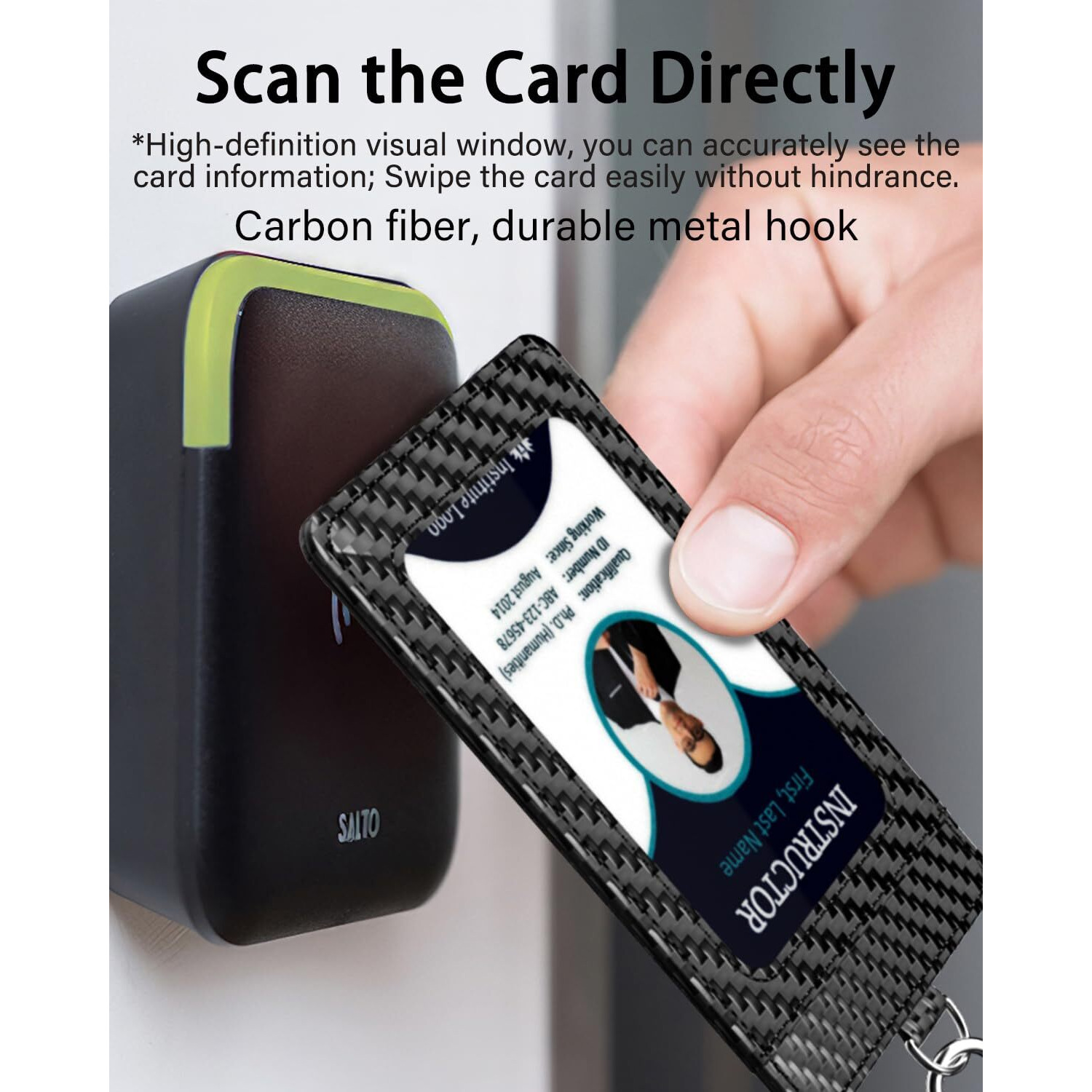 Coaott Carbon Fiber Work Id Card Holder With Lanyard Is A Stylish And Durable Card Holder With Dual Card Capacity  Clear Display Window And Privacy Back Pocket (Black(2 Piece))