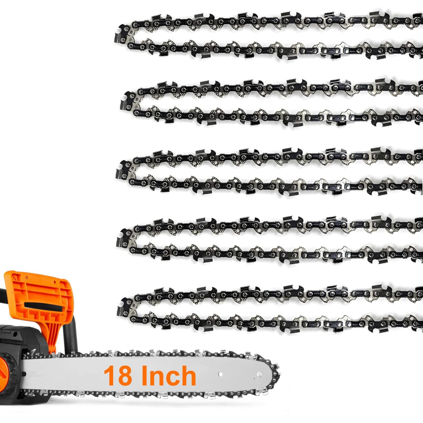5Pack 18 Inch Chainsaw Chain 62 Drive Links 3/8"" Lp Pitch .050"" Gauge Fits Poulan Pro 18 Inch Chainsaw Chain  Oregon  Echo  Ego Ac1800  Craftsman  Mcculloch  Ryobi  Remington  Kobalt And More