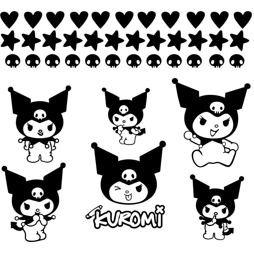 Vinyl Wall Art Decal - Kuromi - 7"" X 9"" Each - Trendy Cool Fun Anime Inspiring Design Sticker For Home Kids Room Playground Gaming Room Playroom Comics Storefront Decor