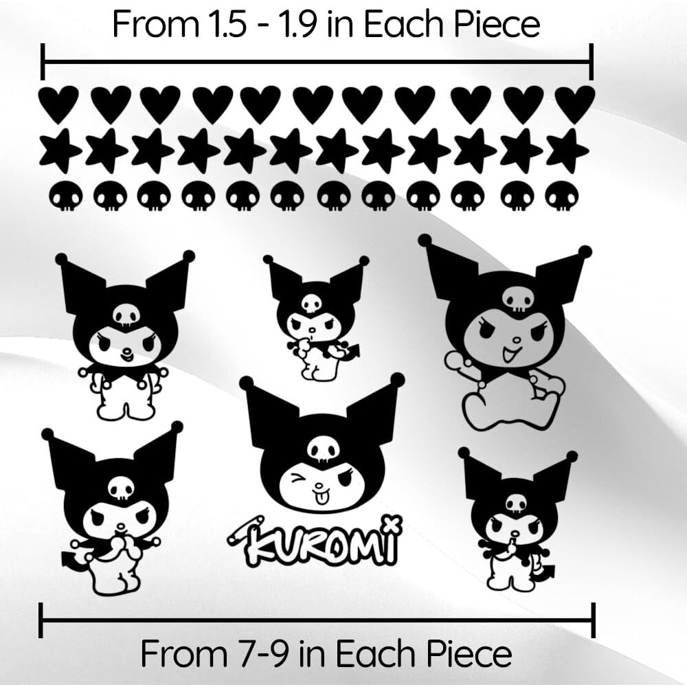 Vinyl Wall Art Decal - Kuromi - 7"" X 9"" Each - Trendy Cool Fun Anime Inspiring Design Sticker For Home Kids Room Playground Gaming Room Playroom Comics Storefront Decor
