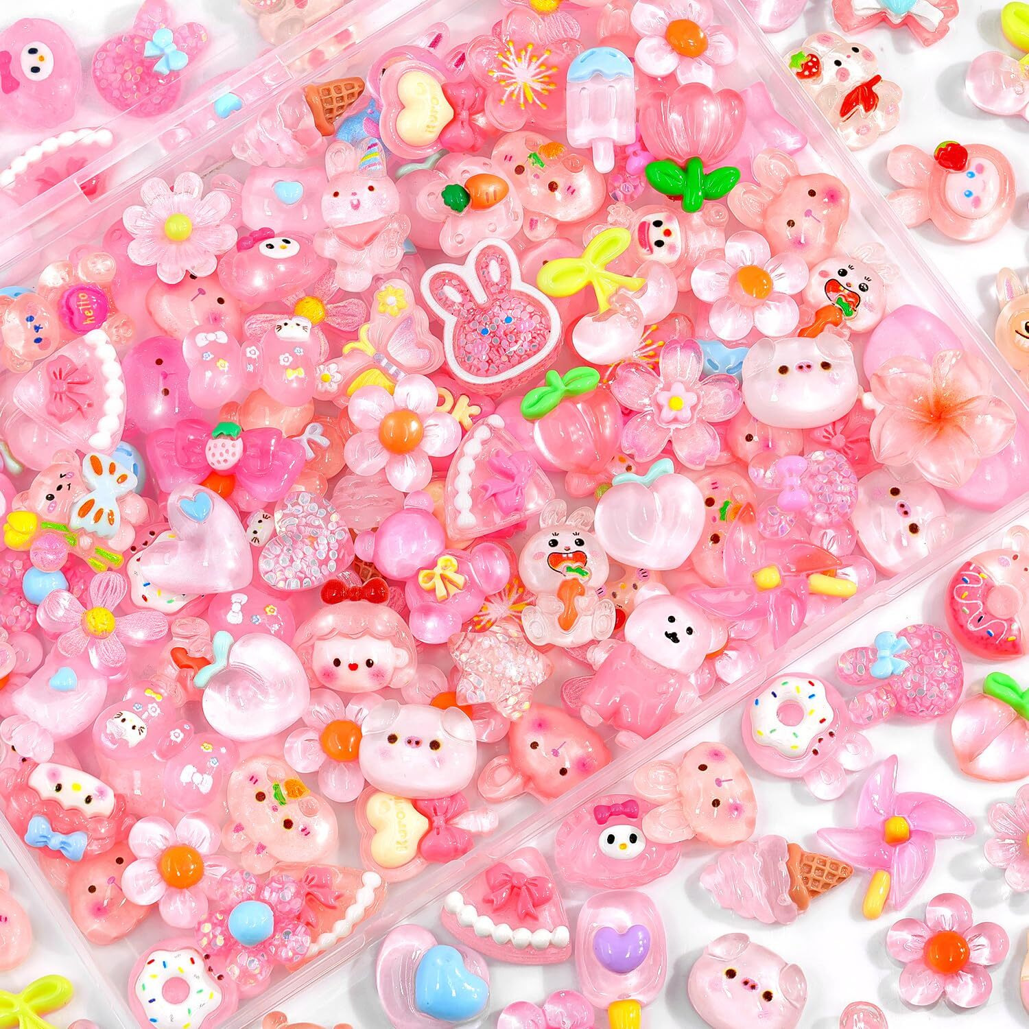 100Pcs Pink Slime Charms Assorted Cute Jelly Embellishments  Kawaii Accessories  Bulk Flatback Resin Ornament For Phone Junk Cases Nail Art Design Crafting Scrapbooking & Diy Decoration